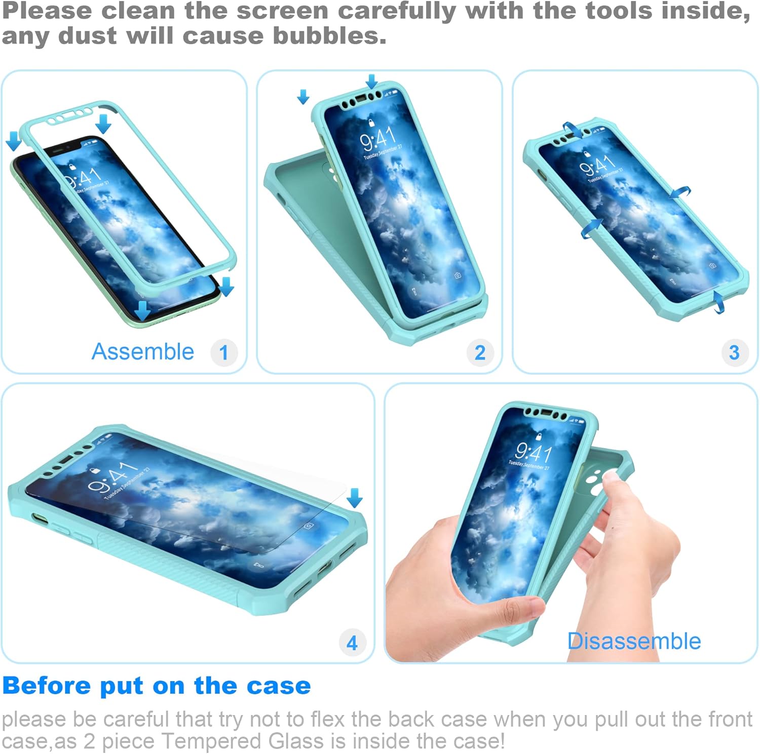 Thumbnail 6 de ORETECH 360° Shockproof Case for iPhone 11 with 2 x 9H Screen Protectors – Light Green