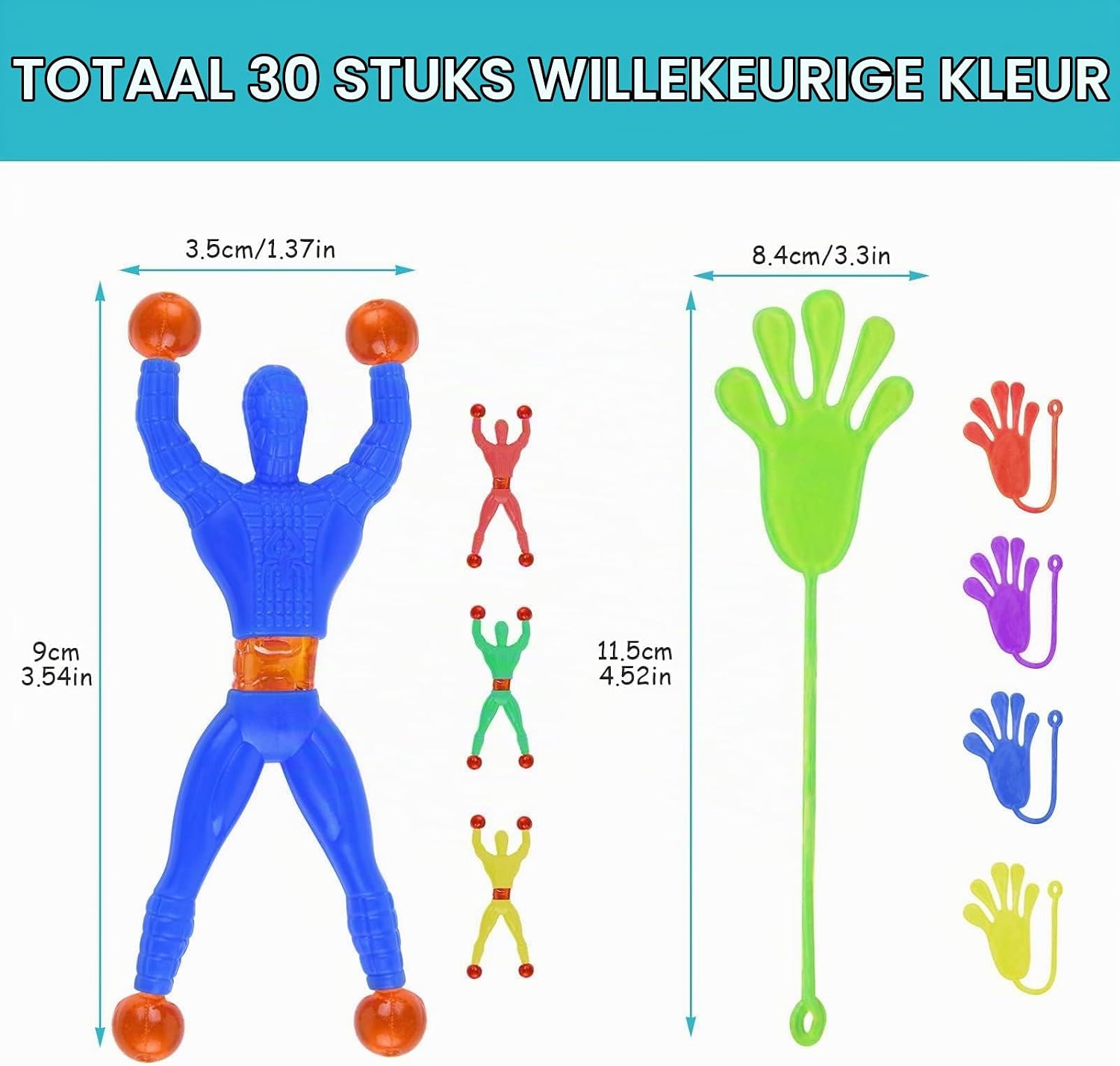 Detalle 2 de Ainiv model 1 elastisch speelgoed, set met 15 kleverige handen en 15 muurklimmers