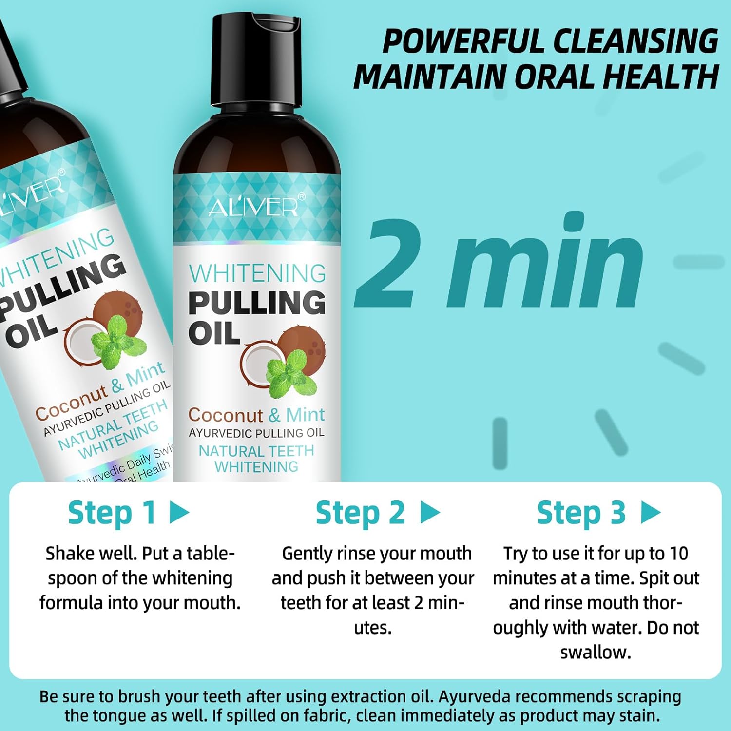 Thumbnail 6 de Olio di Cocco per Denti 237 ml – Pulling Oil con raschietto per la lingua, set 3 in 1