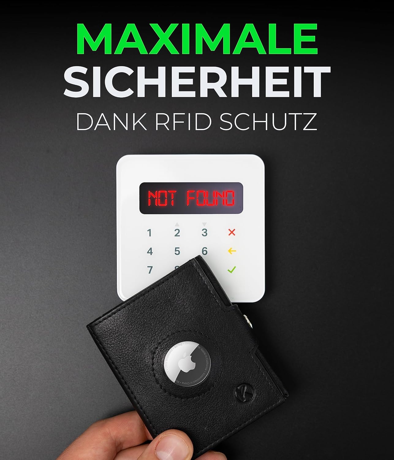 Thumbnail 5 de KORUTA Airtag Wallet mit Münzfach & RFID-Schutz – Mini-Geldbörse aus echtem Leder (schwarz, XL Münzfach)