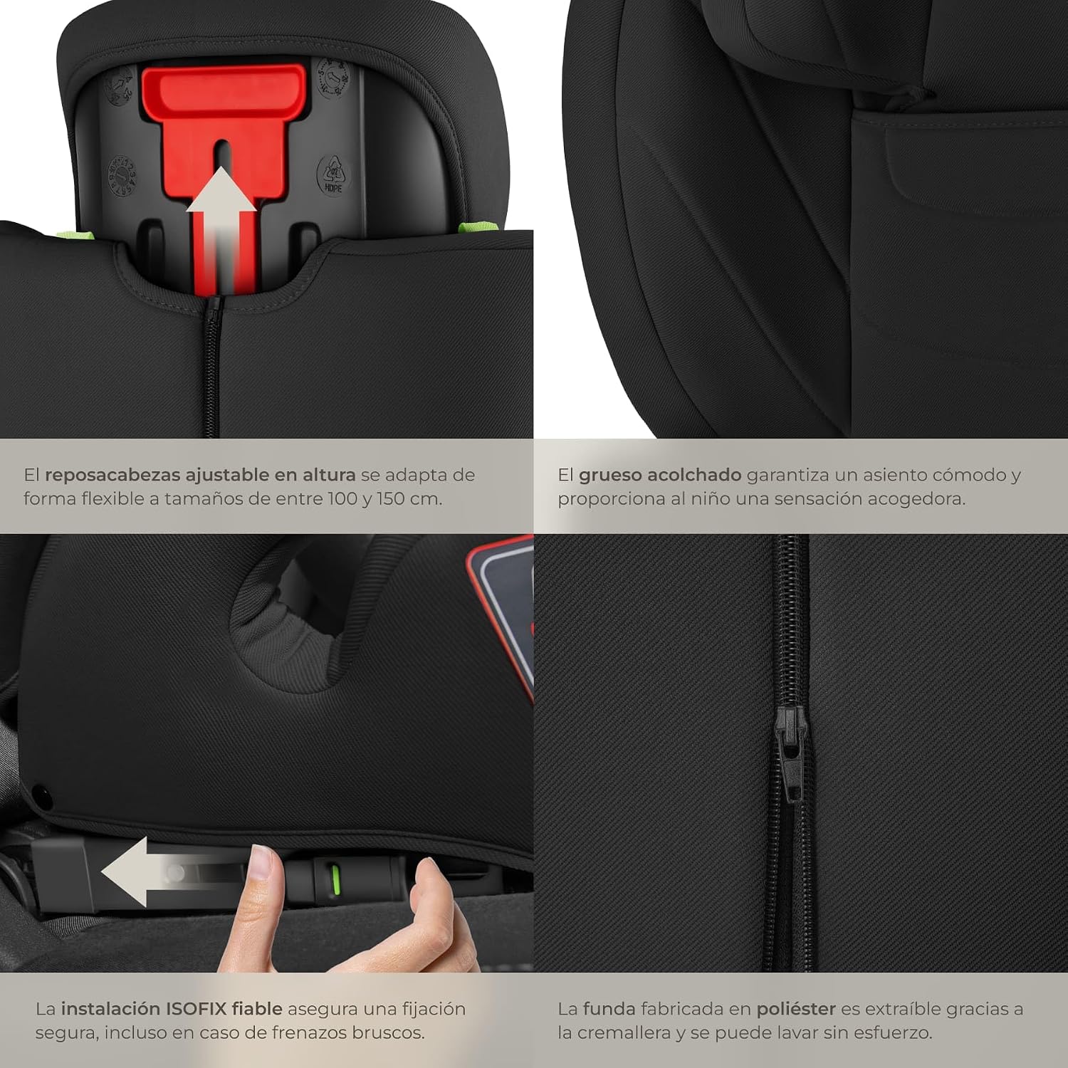 Thumbnail 4 de tectake Silla de Coche Infantil i‑Size 100–150 cm
