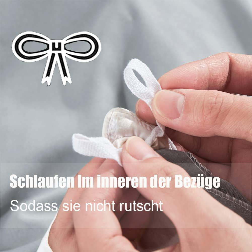 Thumbnail 3 de Soifox Bettwäsche-Set 140x200 grau aus Mikrofaser (bügelfrei & knitterfrei) – mit Kissenbezug 80x80