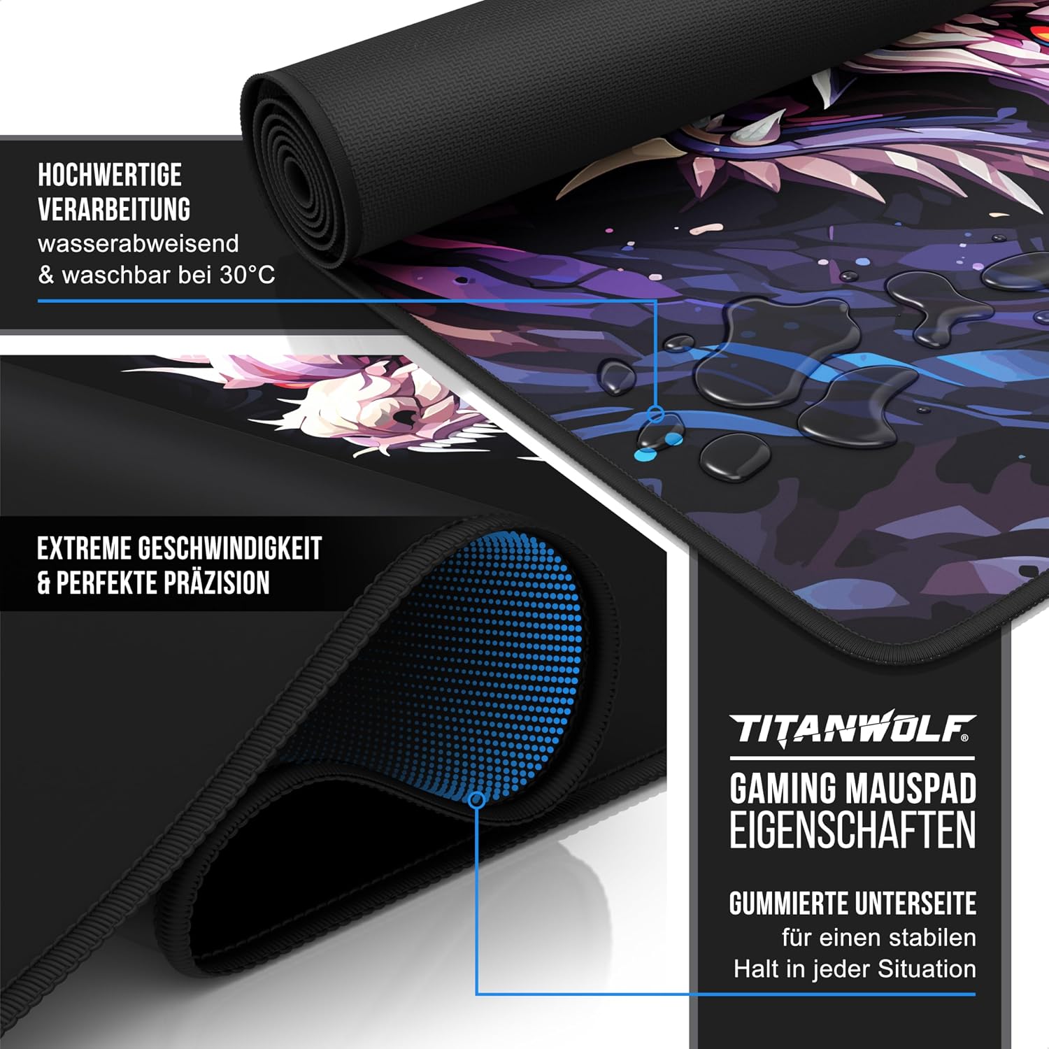 Thumbnail 2 de TITANWOLF XXL Speed Gaming Mauspad 900x400mm