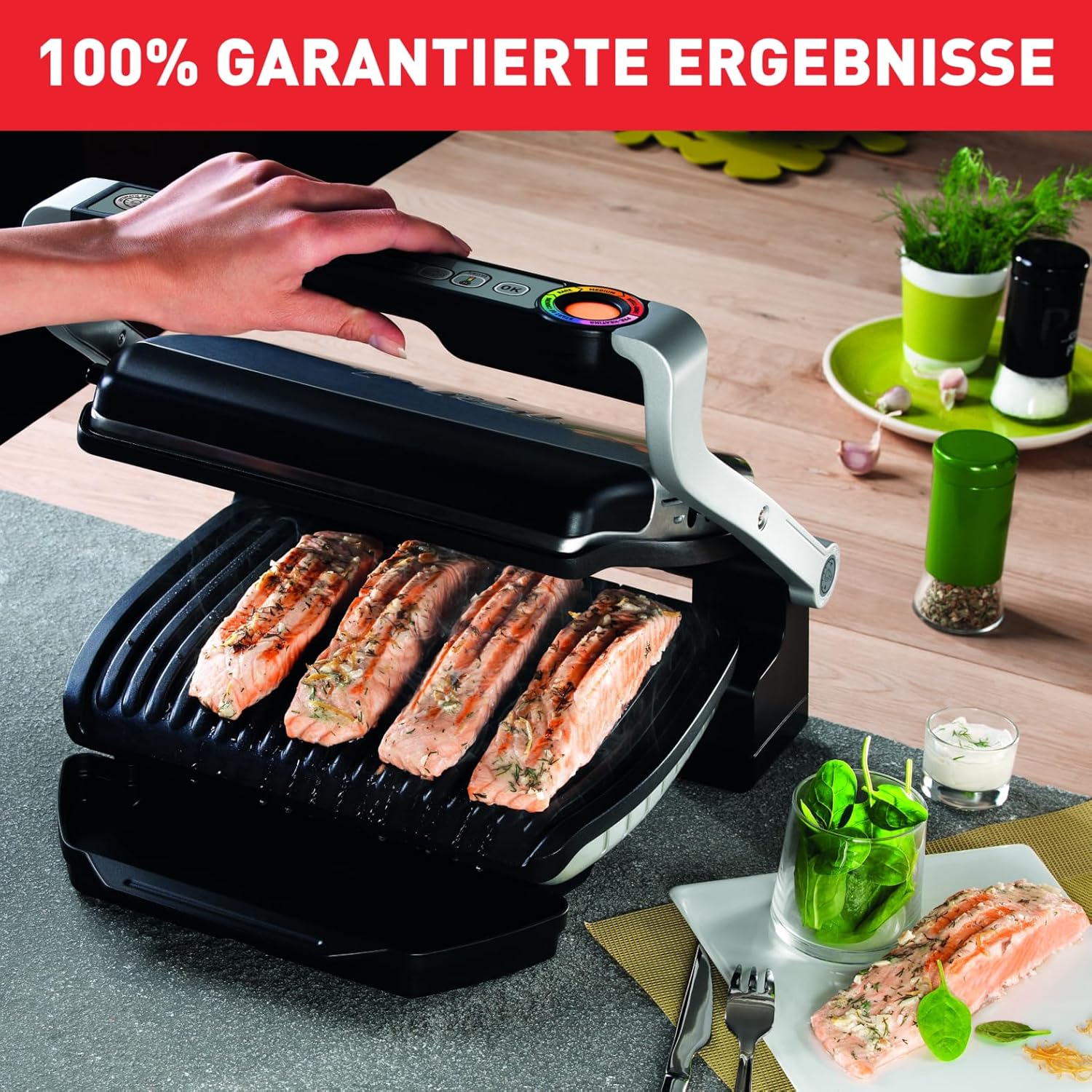 Thumbnail 3 de Tefal OptiGrill+ Kontaktgrill GC712D12 – mit 6 Programmen, Garstufenanzeige & abnehmbaren Platten