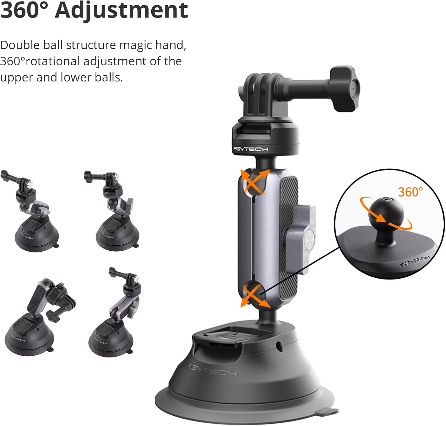 Detalle de PGYTECH CapLock Support à ventouse 360°