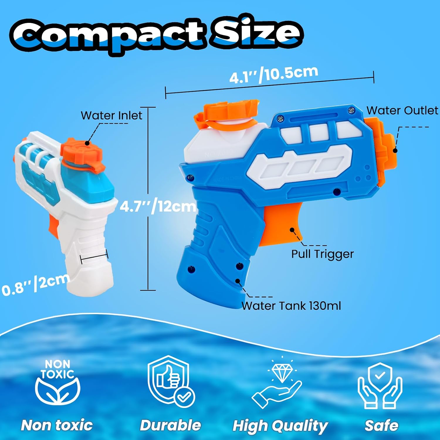 Detalle de 4 Pack Water Pistols for Kids: Small Mini Water Gun Set for Summer Play