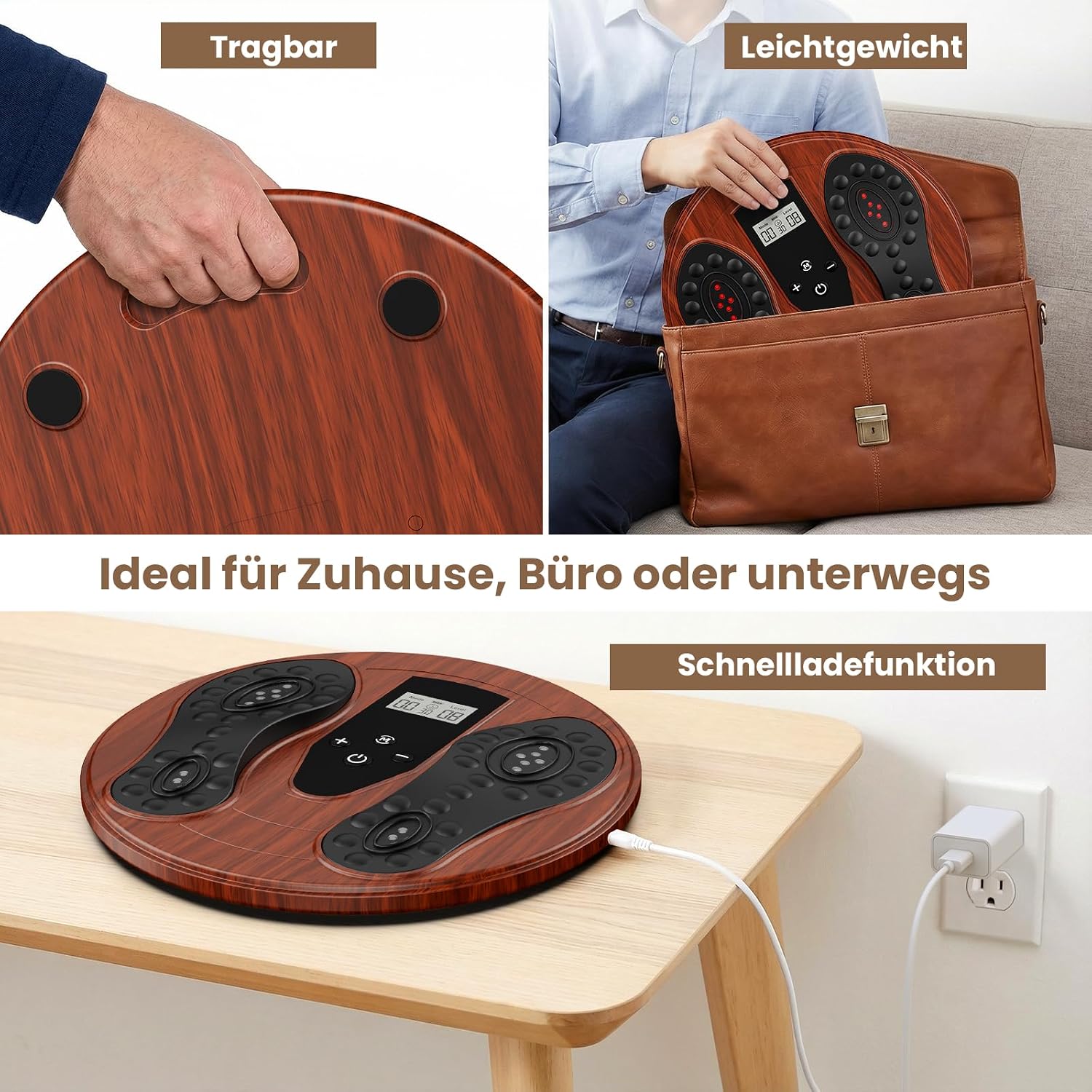 Detalle de Medic Durchblutungs-Stimulator Füße Beine – EMS Fußmassagegerät mit Rotlicht (660 nm + 850 nm) und 4 TENS-Pads