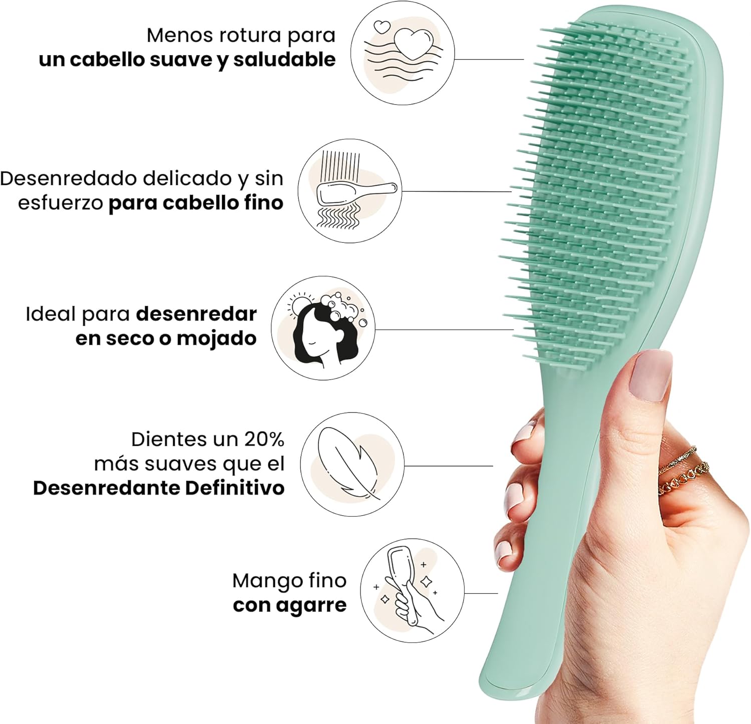Detalle 2 de Tangle Teezer Ultimate Detangler para cabello fino y frágil, verde azulado