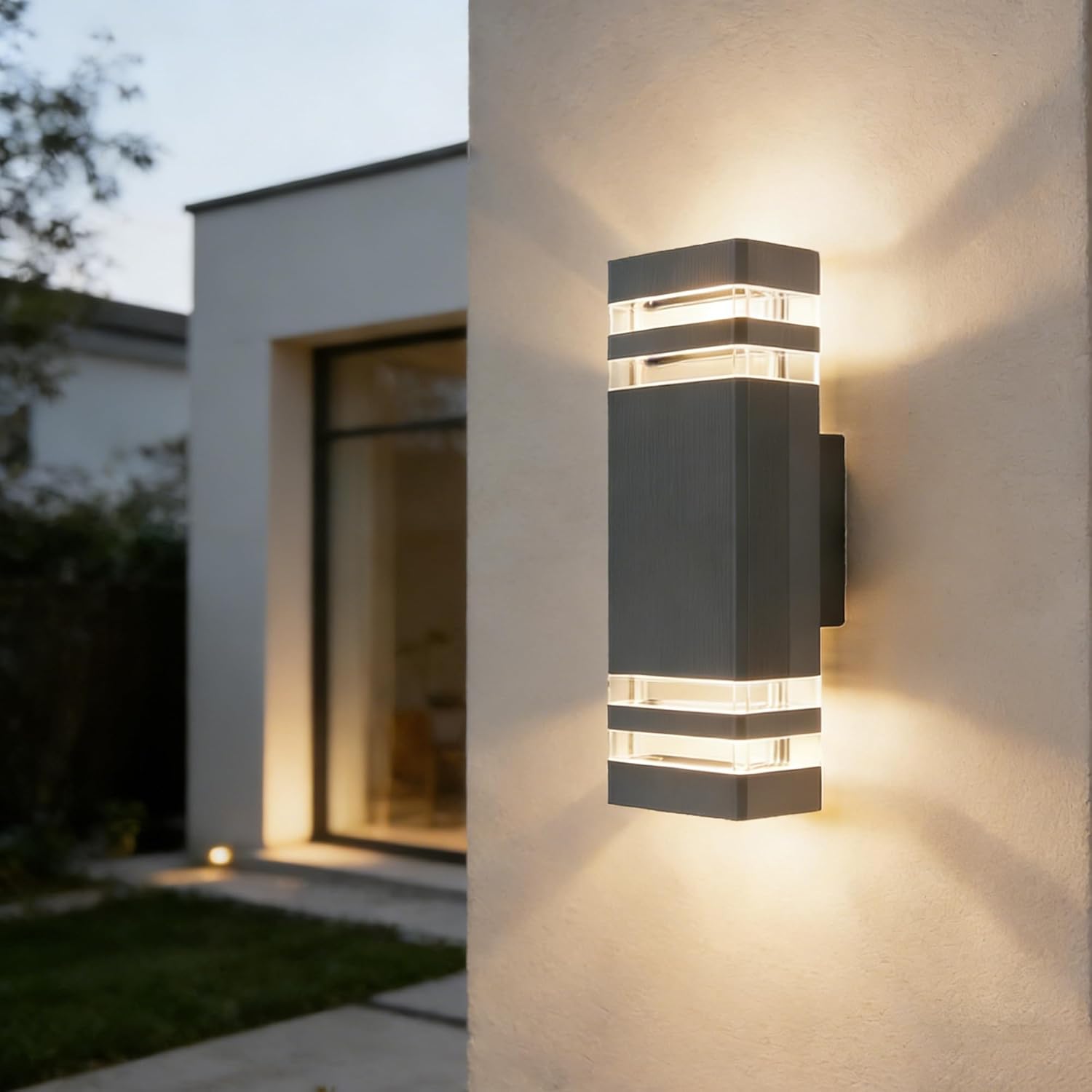 Thumbnail 6 de Outdoor Wall Lights Mains Powered Up Down Outside Light IP54 Waterproof Porch Front Door Light Anthracite Grey