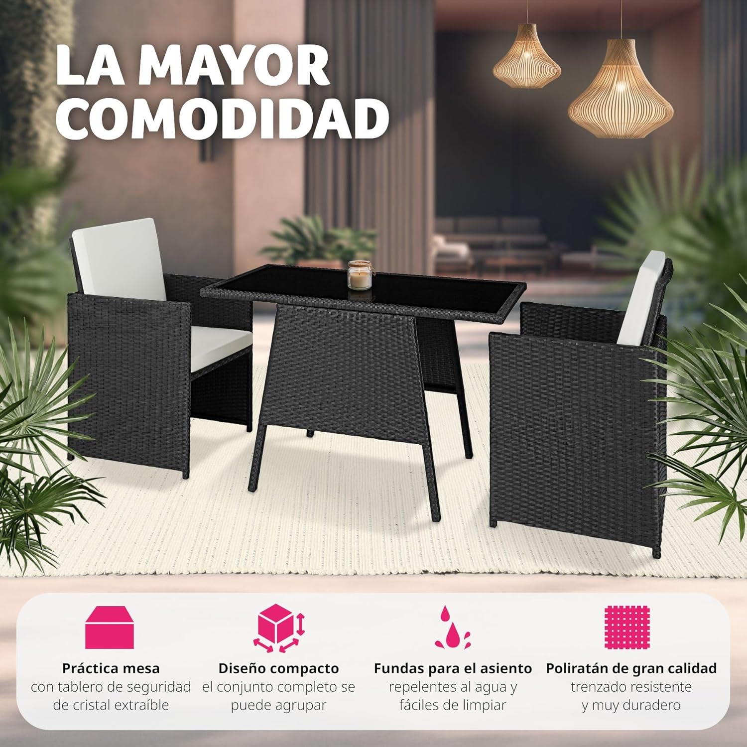 Thumbnail 5 de tectake Conjunto Jardín Ratán y Aluminio
