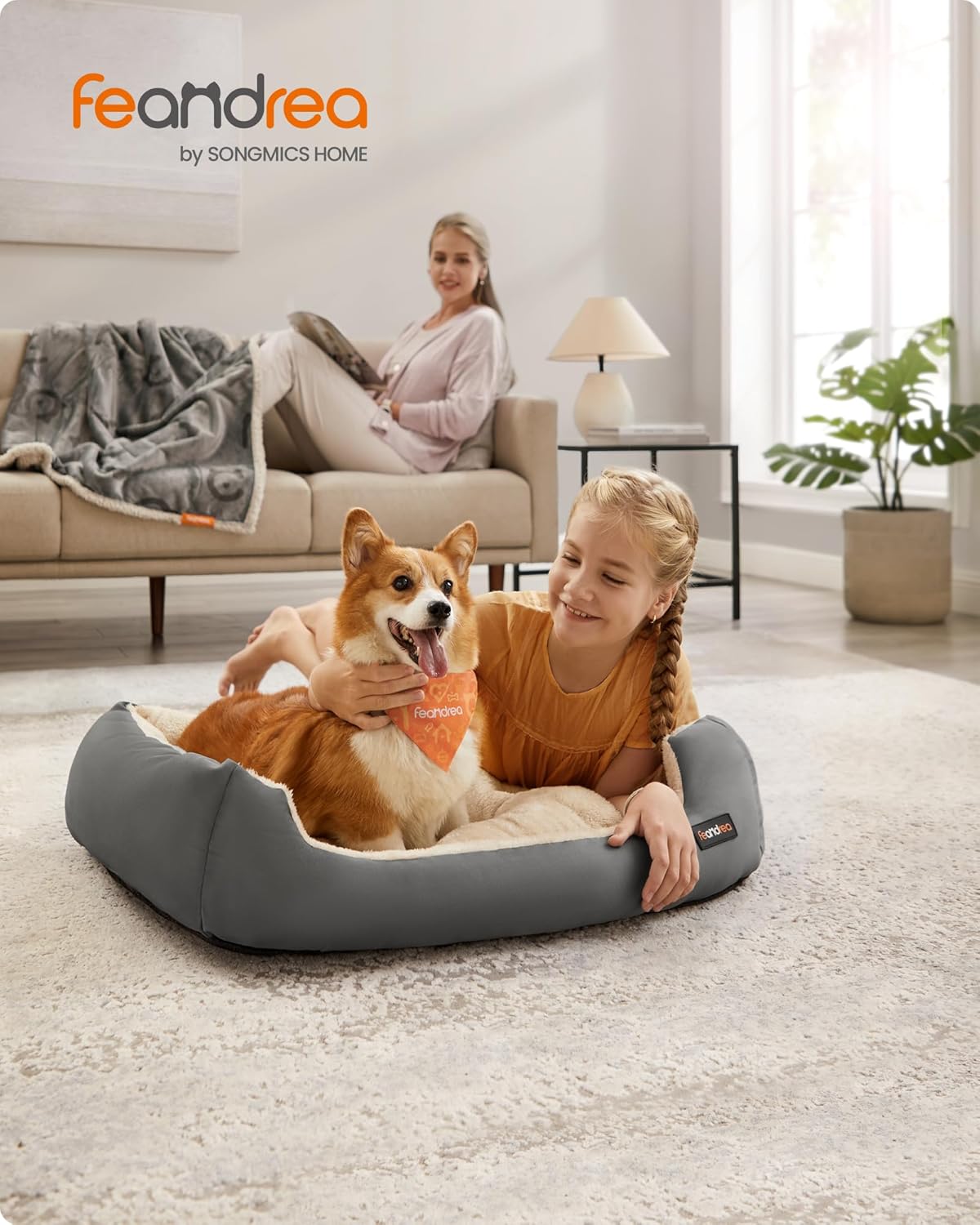 Detalle de Feandrea Dog Bed: Removable Reversible Cushion Sofa Bed for Medium Dogs (85 x 65 x 21 cm)