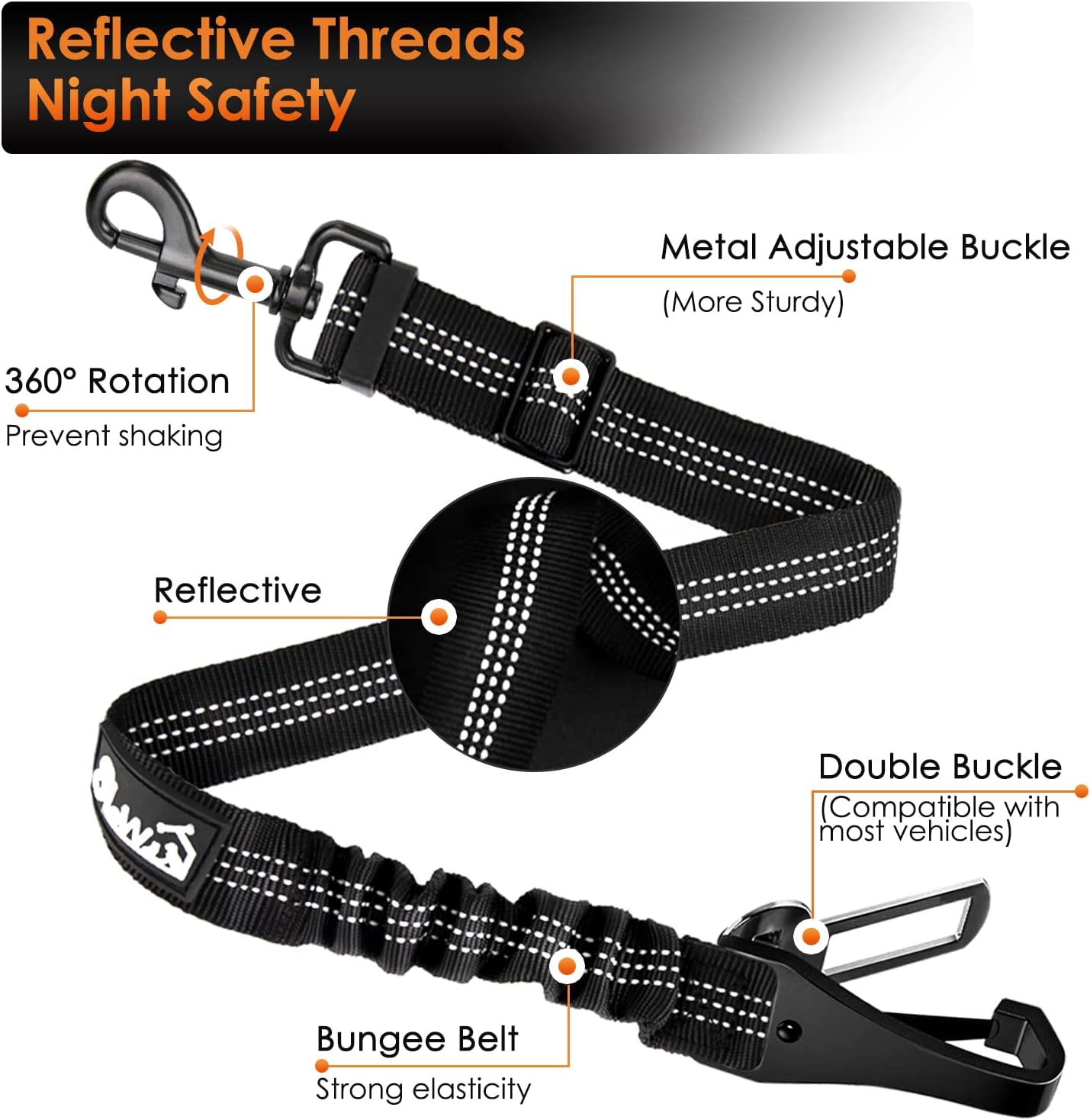 Thumbnail 4 de Eyein 2-in-1 Dog Car Seat Belt with Elastic bungee