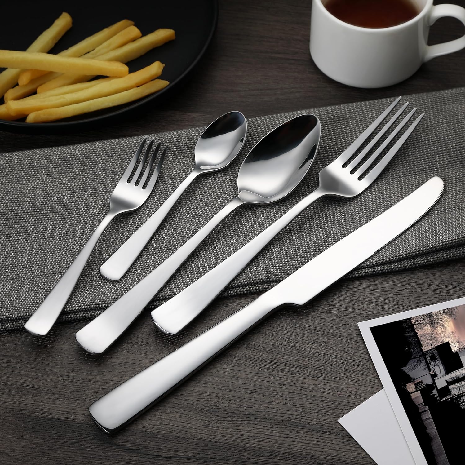 Thumbnail 4 de Amazon Basics 20-Piece Stainless Steel Cutlery Set with Round Edge Handles