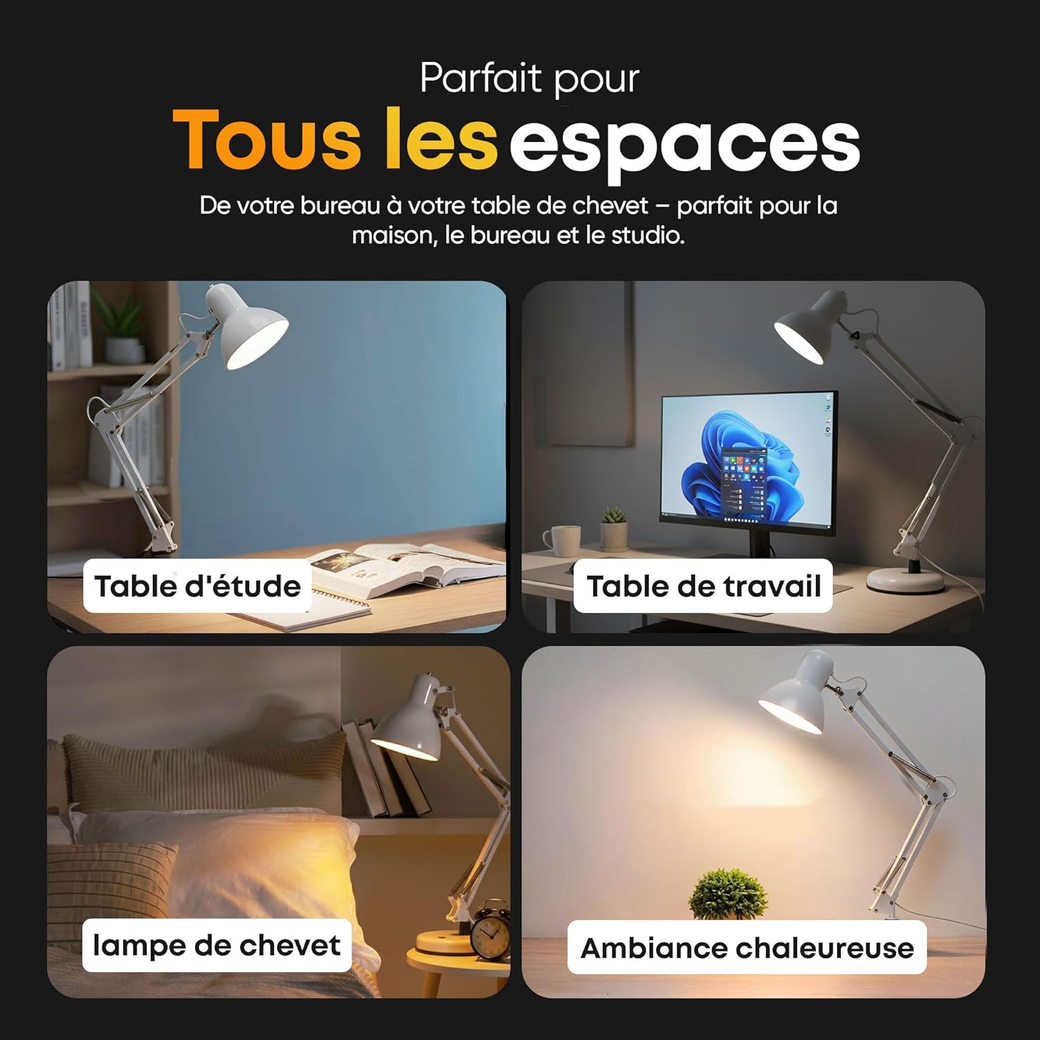 Thumbnail 5 de GOODS+GADGETS Lampe de travail rétro à bras articulé en métal (ampoule LED E27 offerte)