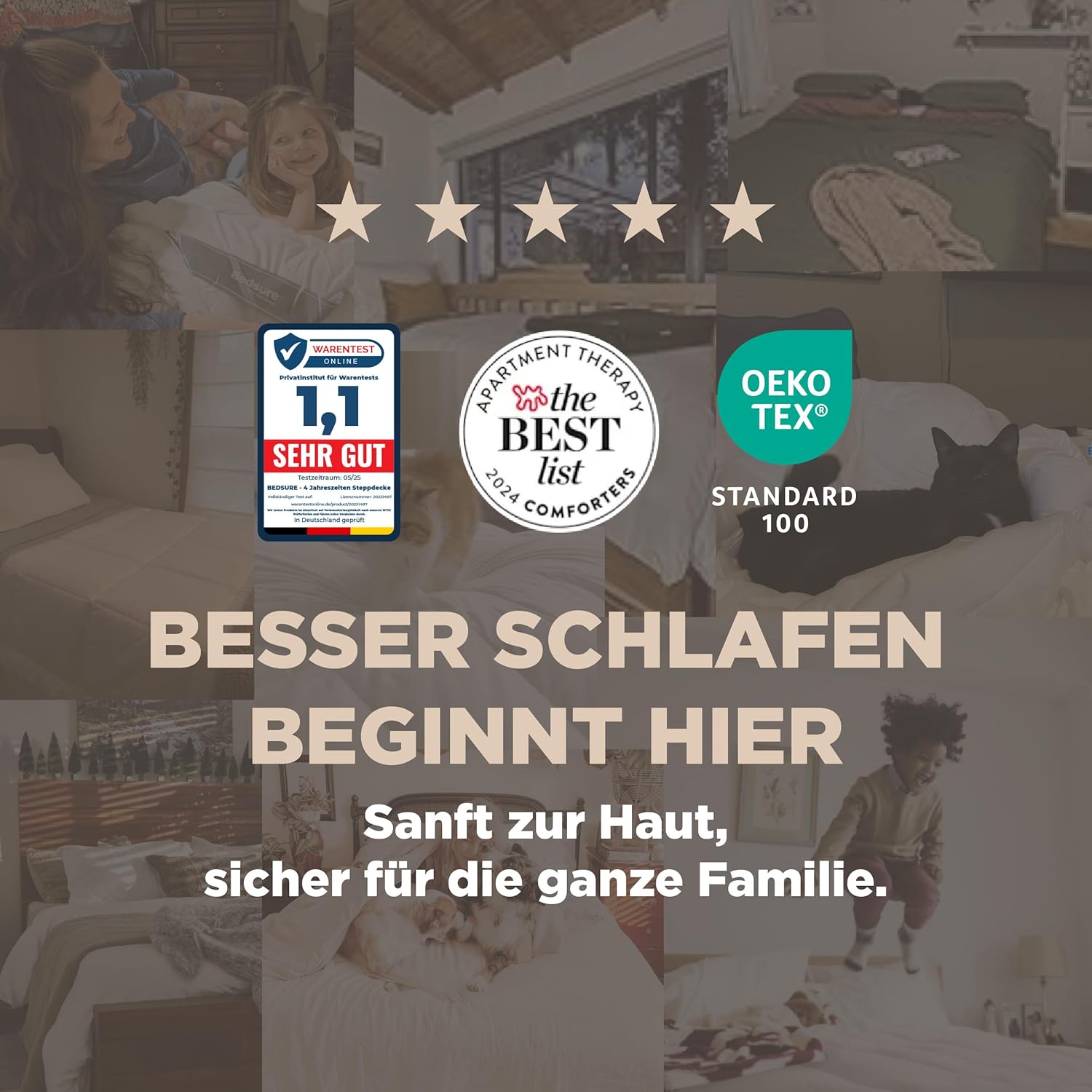 Thumbnail 1 de BEDSURE Bettdecke ohne Bezug 200x200 (Ganzjahresdecke) – 300 g/m², für Allergiker, grau