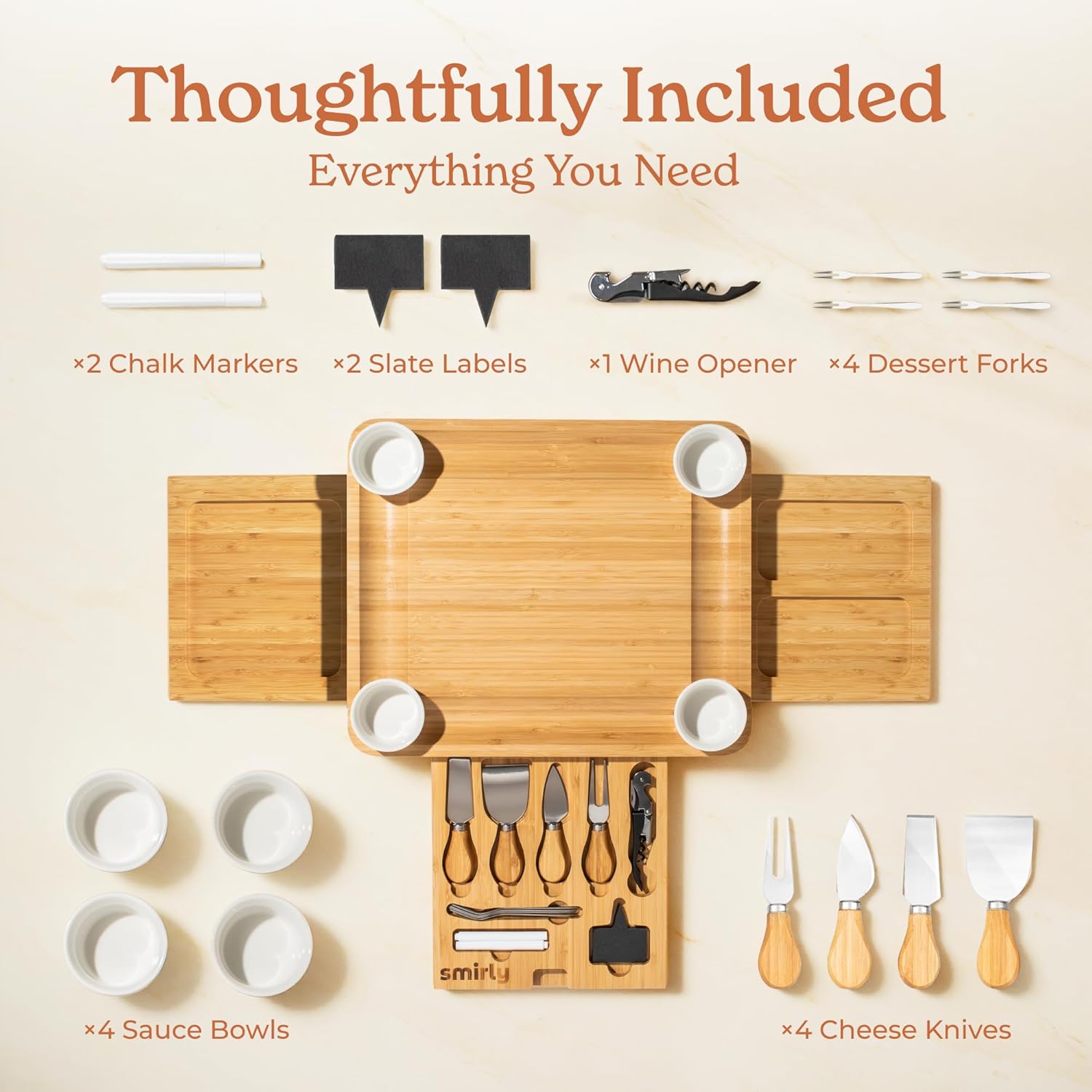 Thumbnail 2 de SMIRLY Charcuterie Board Set large bamboo 1pc 🧀
