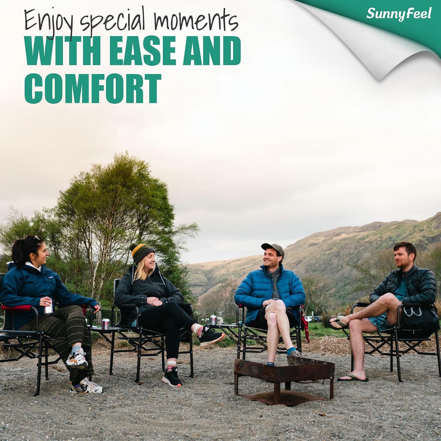 Detalle de SUNNYFEEL Camping Director Chair with Side Table — Heavy-Duty Foldable Chair for Outdoors