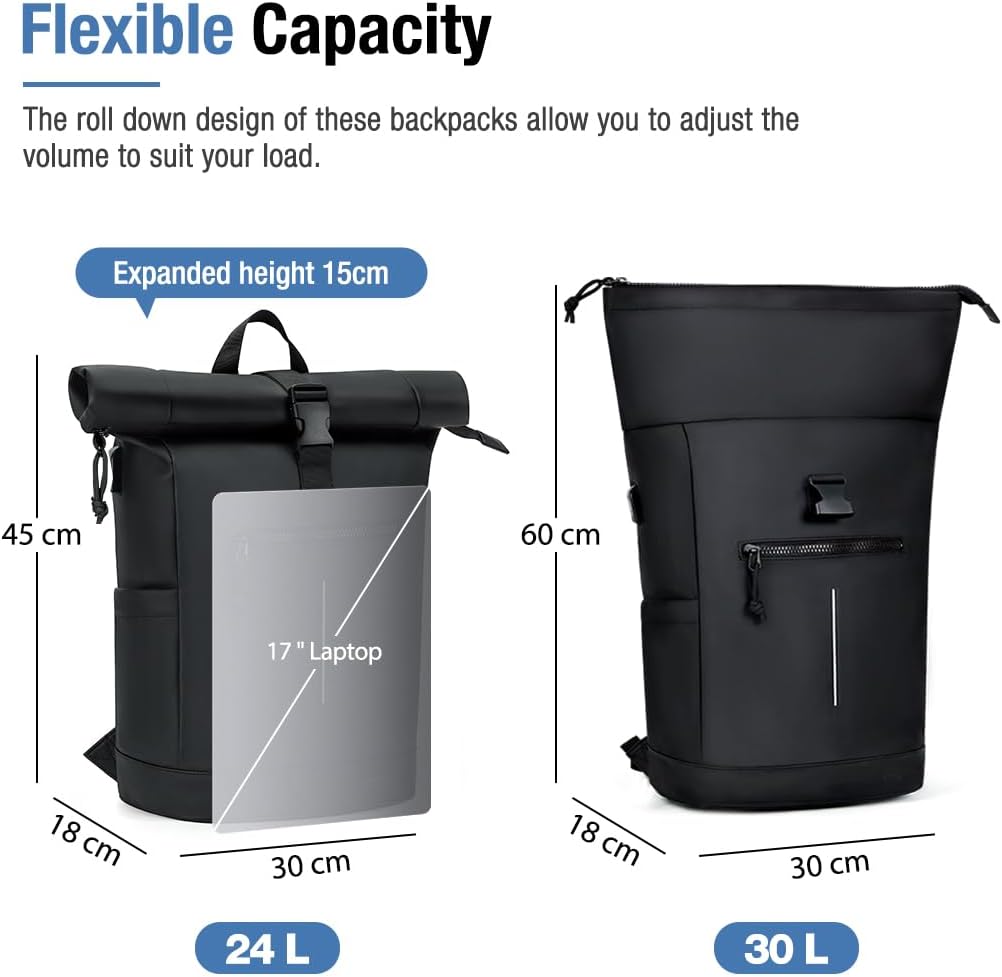 Detalle 2 de Lekeinchi Rolltop Rucksack 17 Zoll Laptop
