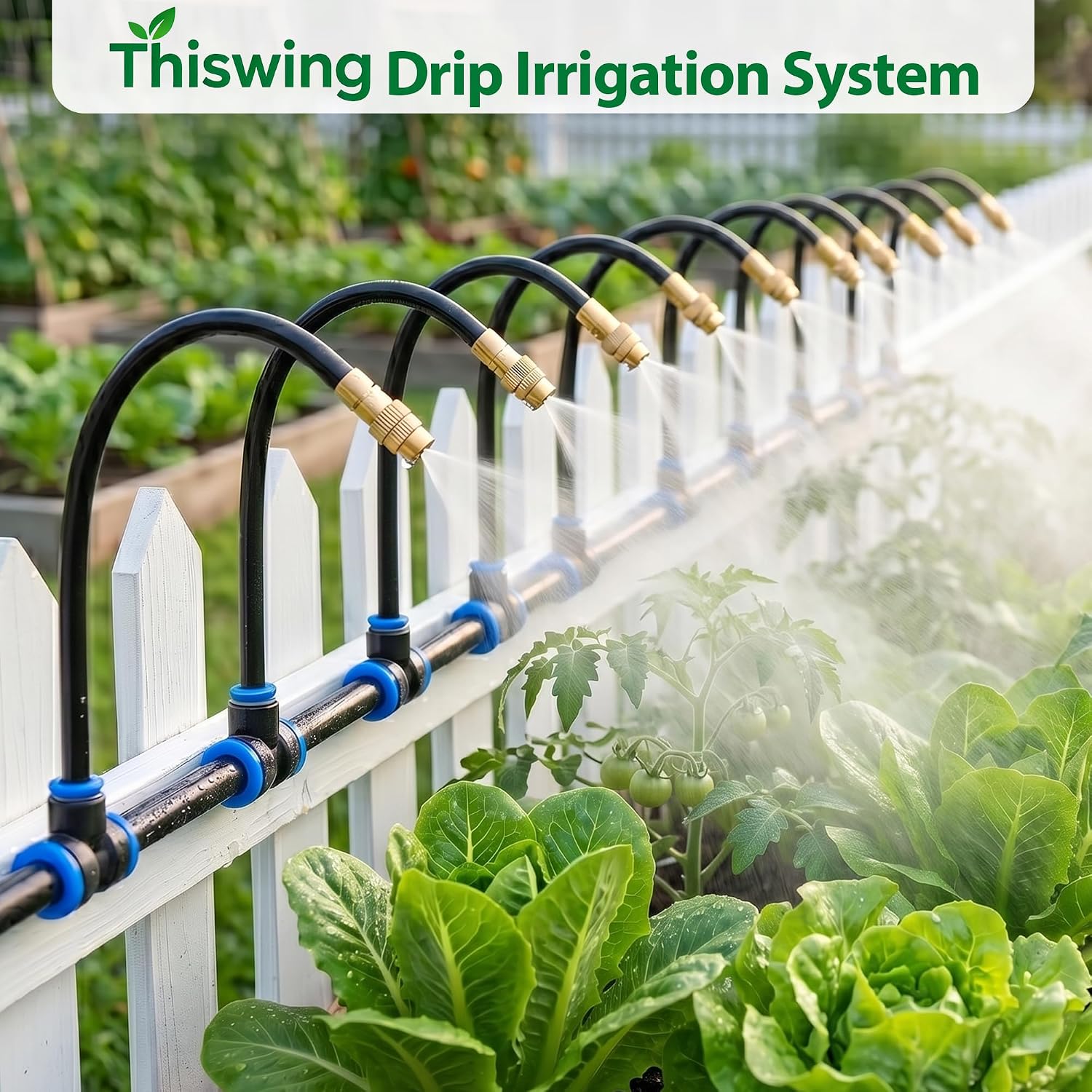 Detalle de Thiswing T-WX-60m-1/4 200 ft Drip Irrigation Kit with 36 Adjustable Nozzles