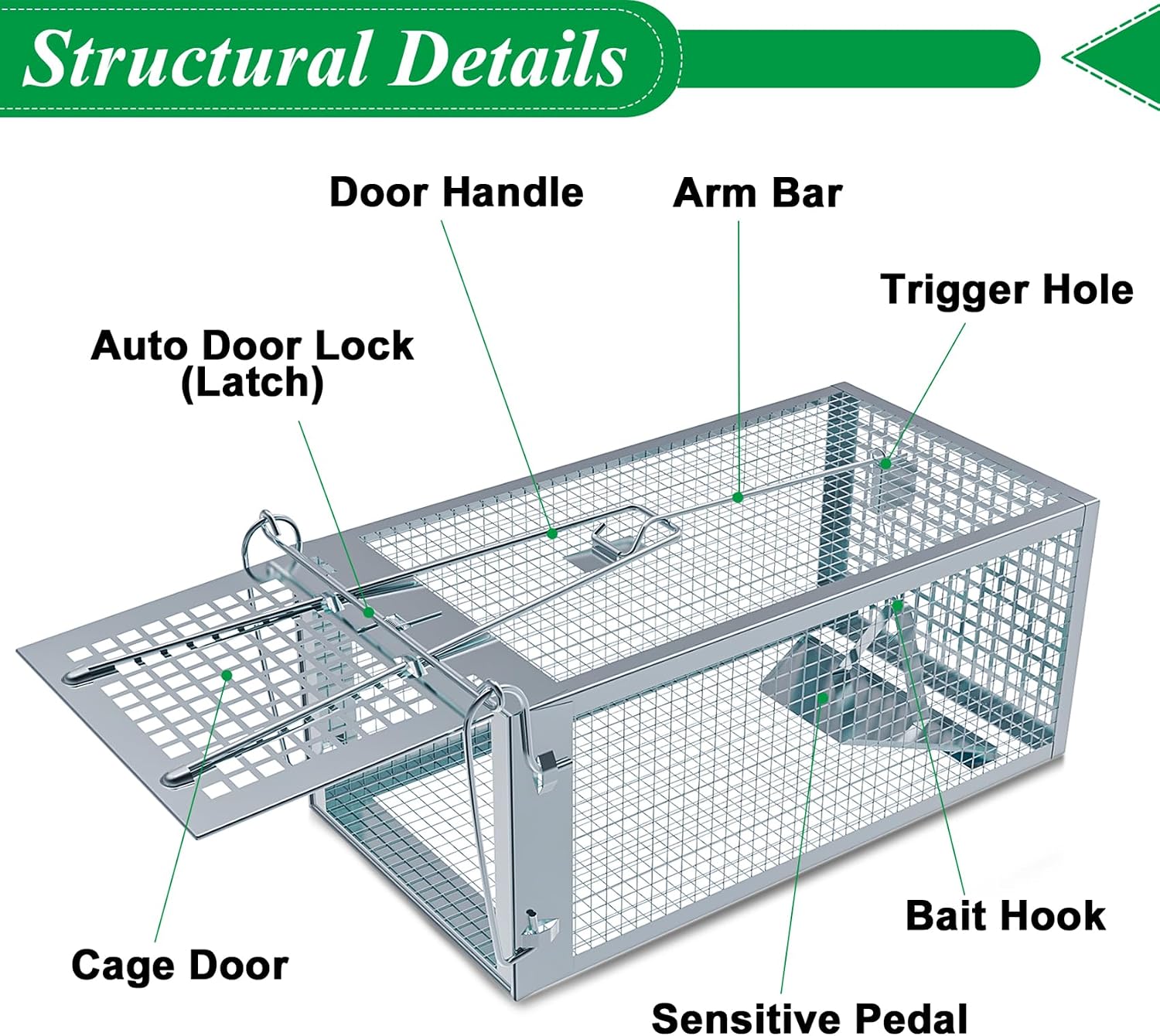 Thumbnail 5 de Wanqueen 01 Live-Catch Rodent Trap, 2-Pack, Galvanized Steel