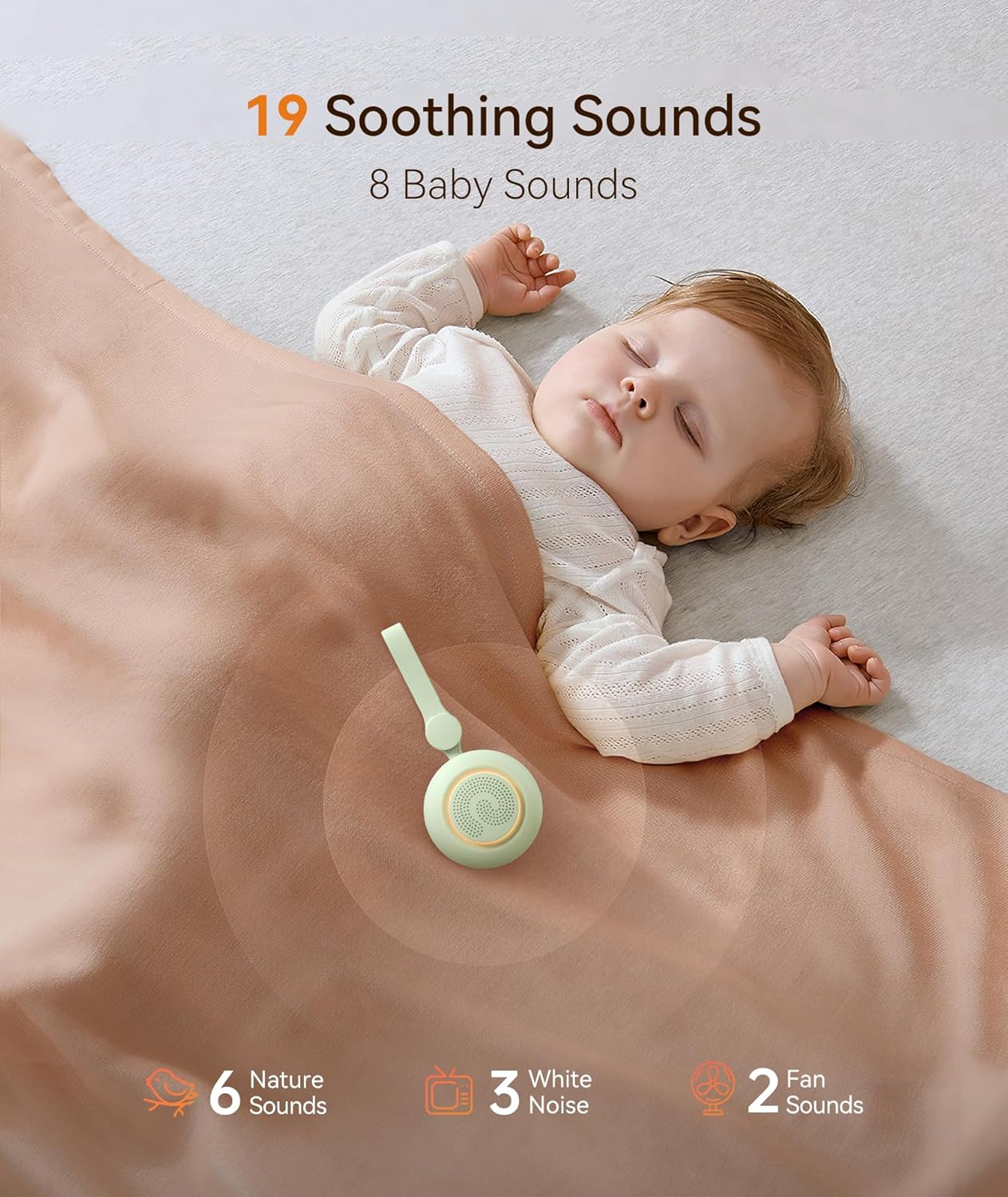 Detalle de Dreamegg Sleep Lite 1: Macchina Rumore Bianco Portatile per Neonato, 19 Suoni Rilassanti