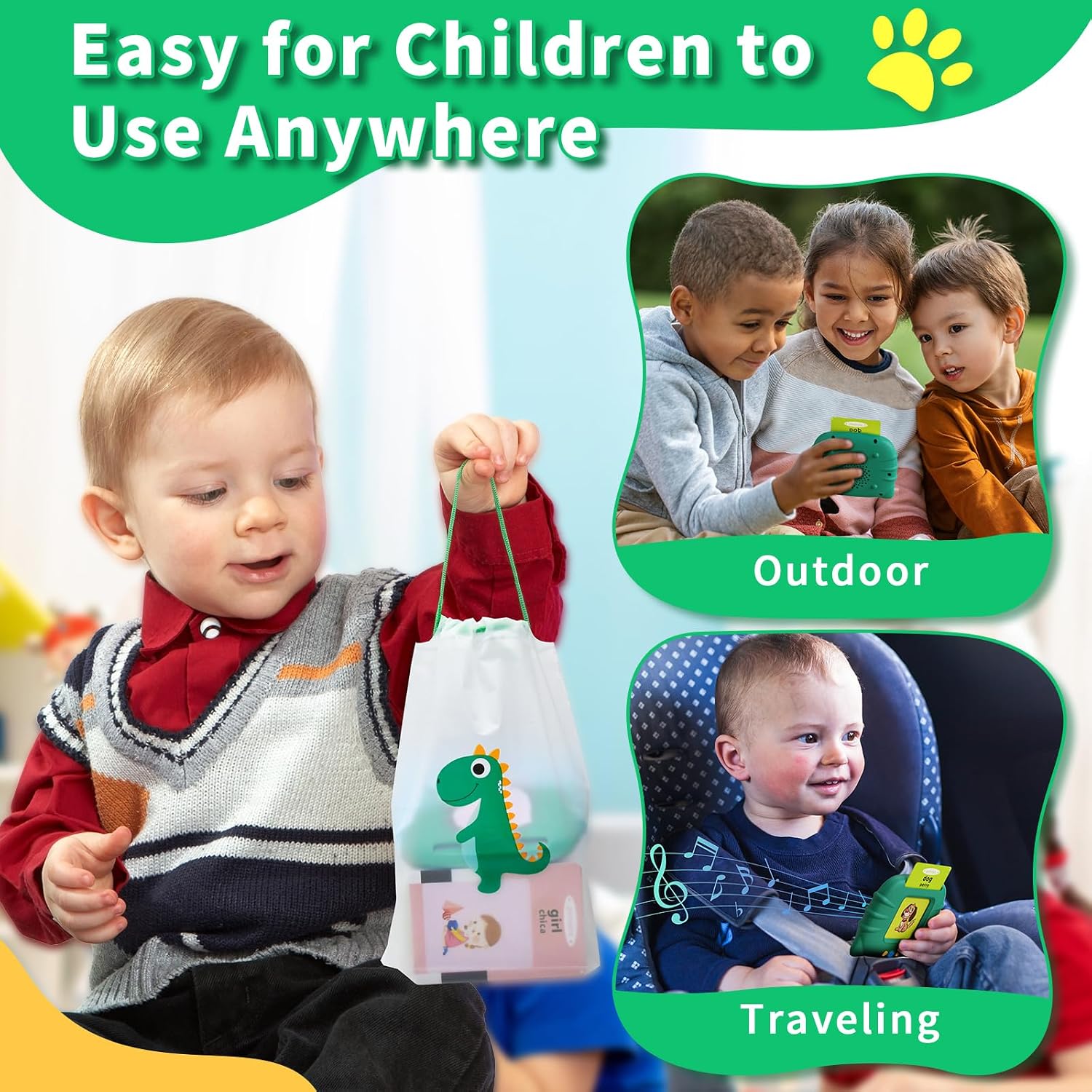 Detalle 2 de Aullsaty Bilingual Toddler Talking Flash Cards: 250 Sight Words for Early Learning