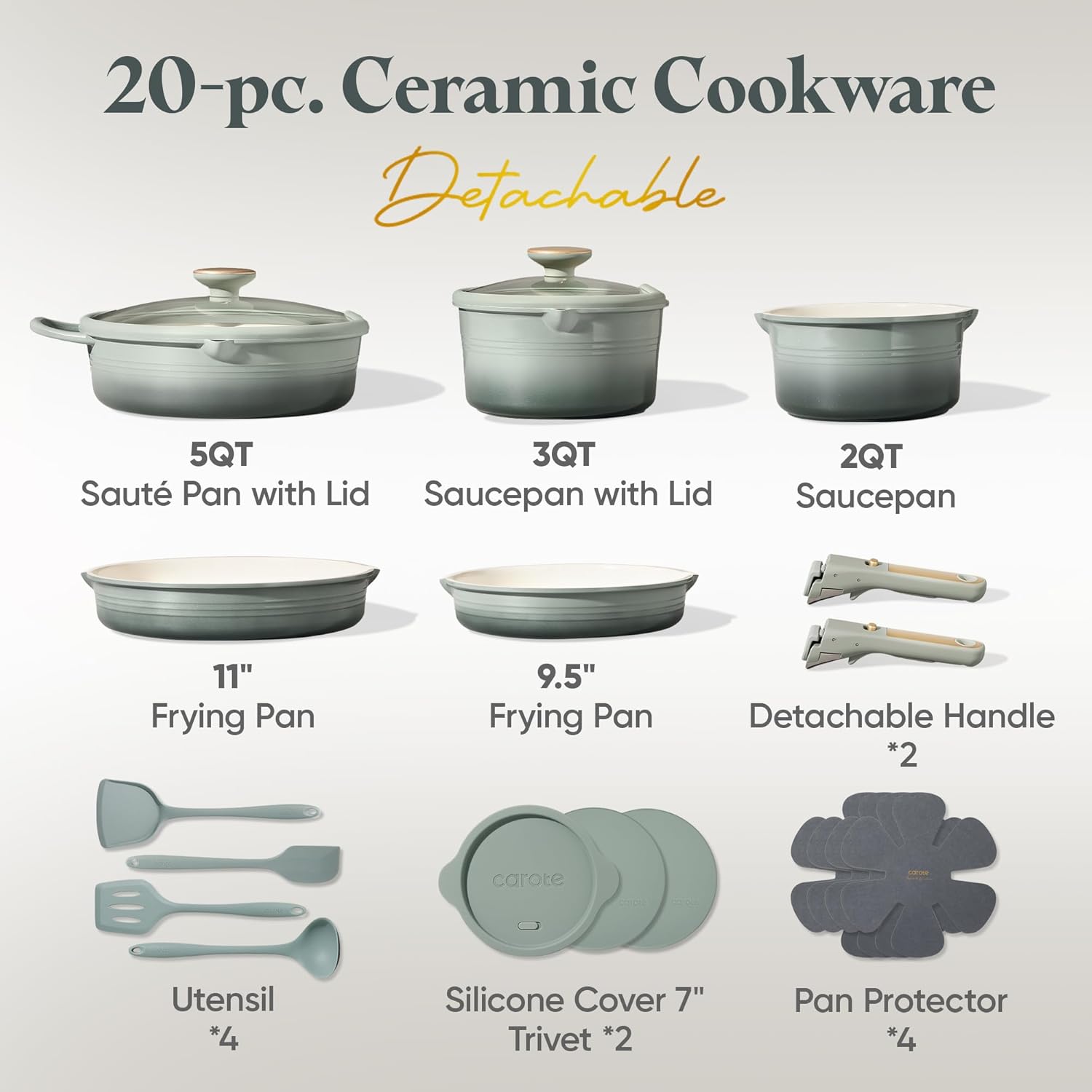 Thumbnail 1 de CAROTE 17Pcs Titanium Cookware Set