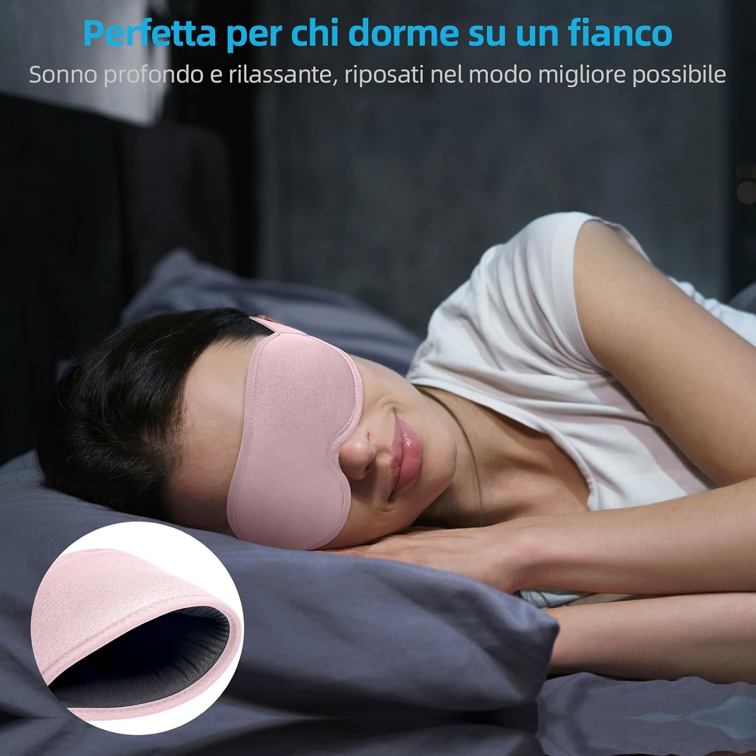 Thumbnail 1 de 2026 Mascherina per Dormire Innovativa Rosa: oscuramento al 99,99% con tessuto Ice Silk, solo 30 g