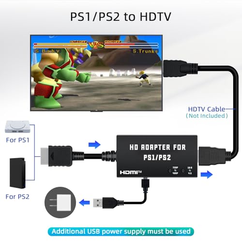 Detalle de McBazel Adattatore da PS1/PS2 a HDMI – cavo adattatore multifunzione HDTV HDMI per PS1/PS2/PS One