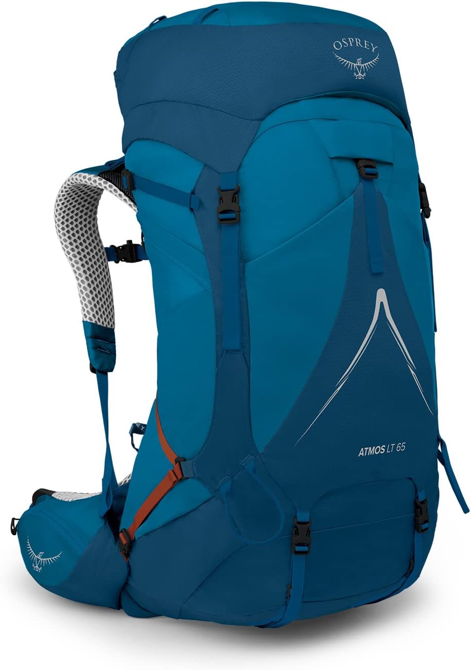 Detalle de Osprey Atmos AG LT 65L Men's Backpacking Backpack (Night Shift/Scoria Blue, L/XL)