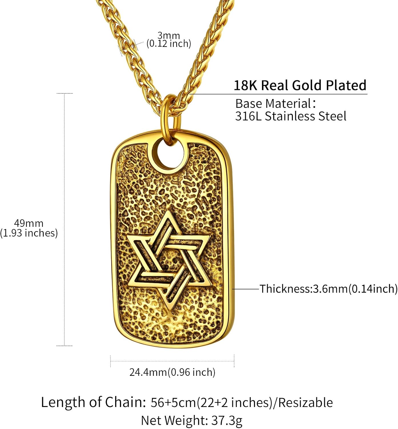 Thumbnail 4 de ChainsHouse Collier Étoile de David 55 cm