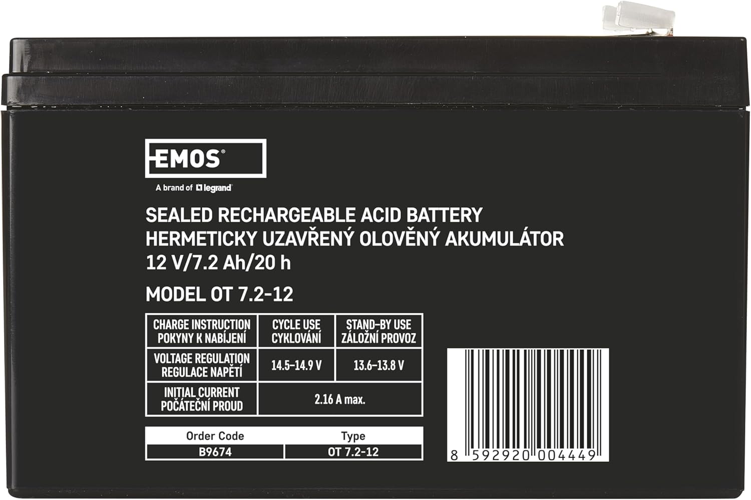 Thumbnail 2 de EMOS Wartungsfreier Bleiakku 12V 7,2Ah AGM – Ideal für USV- und Alarmsysteme
