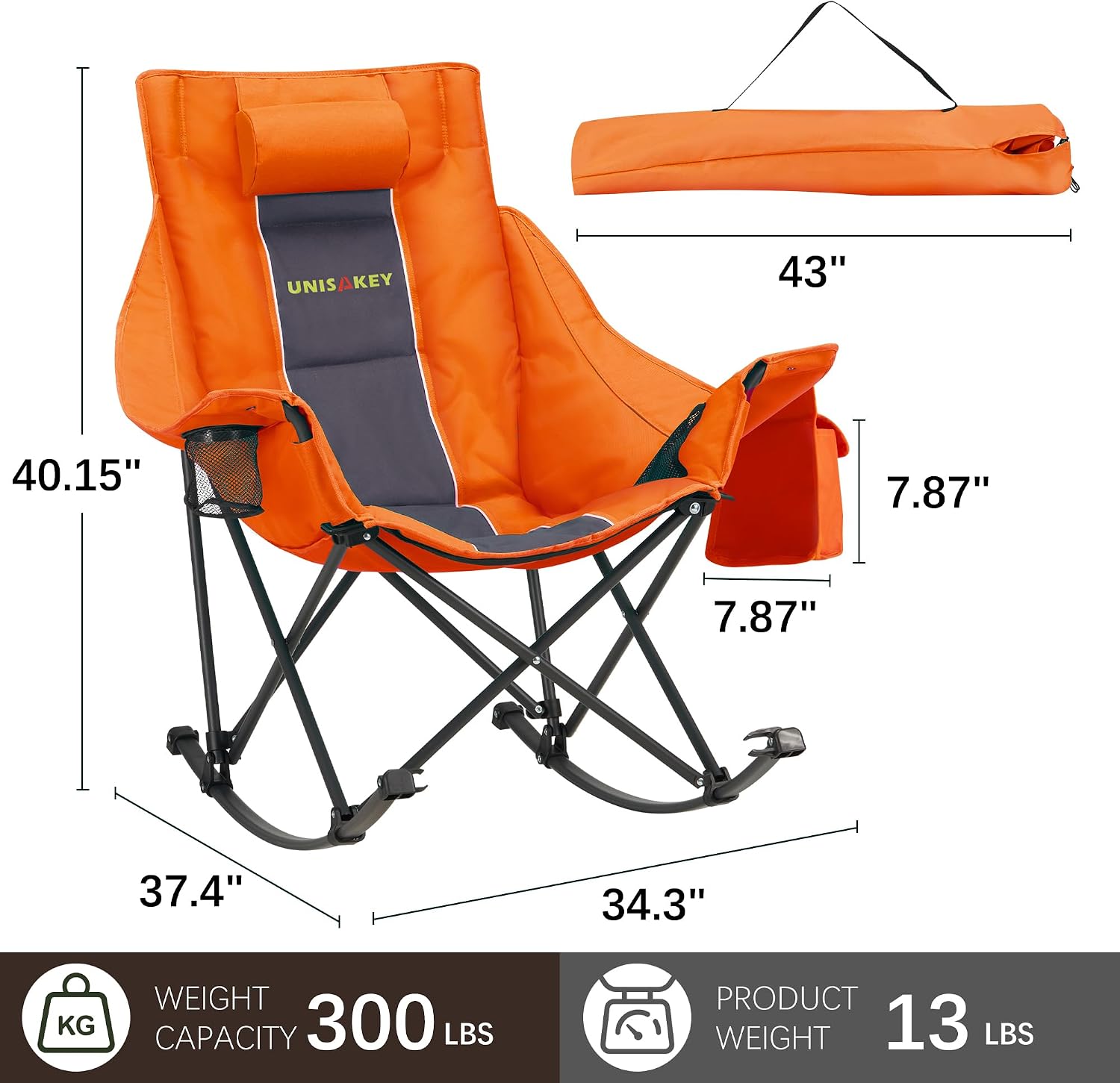 Detalle de Unisakey Rocking Camping Chair, 300-lb Capacity