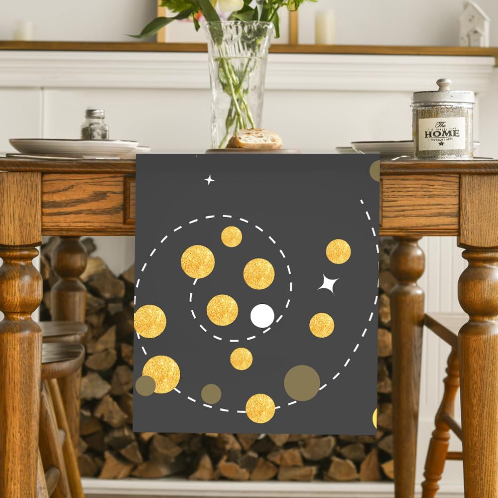 Thumbnail 6 de Senken Tischläufer „Happy Birthday“ Schwarz Gold (35x180 cm) aus 300D Oxford-Stoff