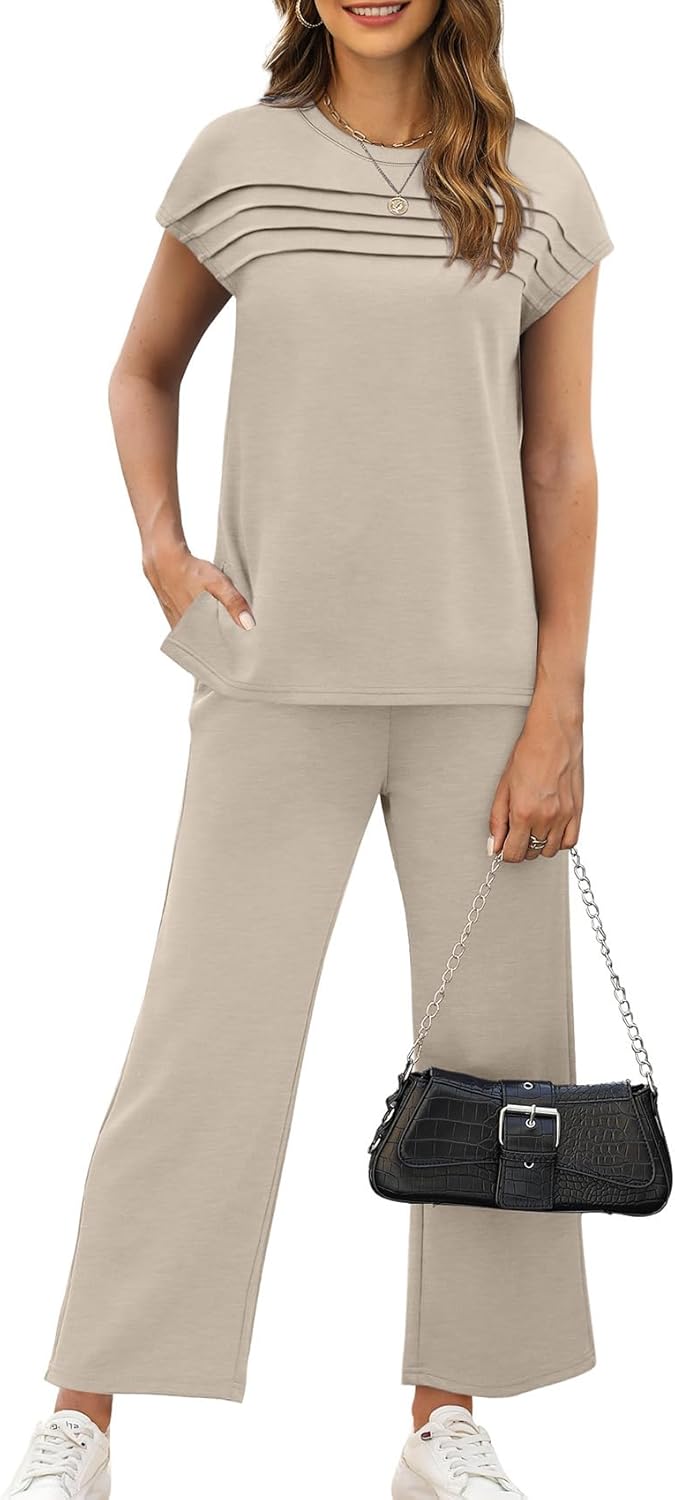 Thumbnail 1 de WIHOLL Two Piece Sets for Women – Lightweight, Airy Cap Sleeve Set with Wide-Leg Pants