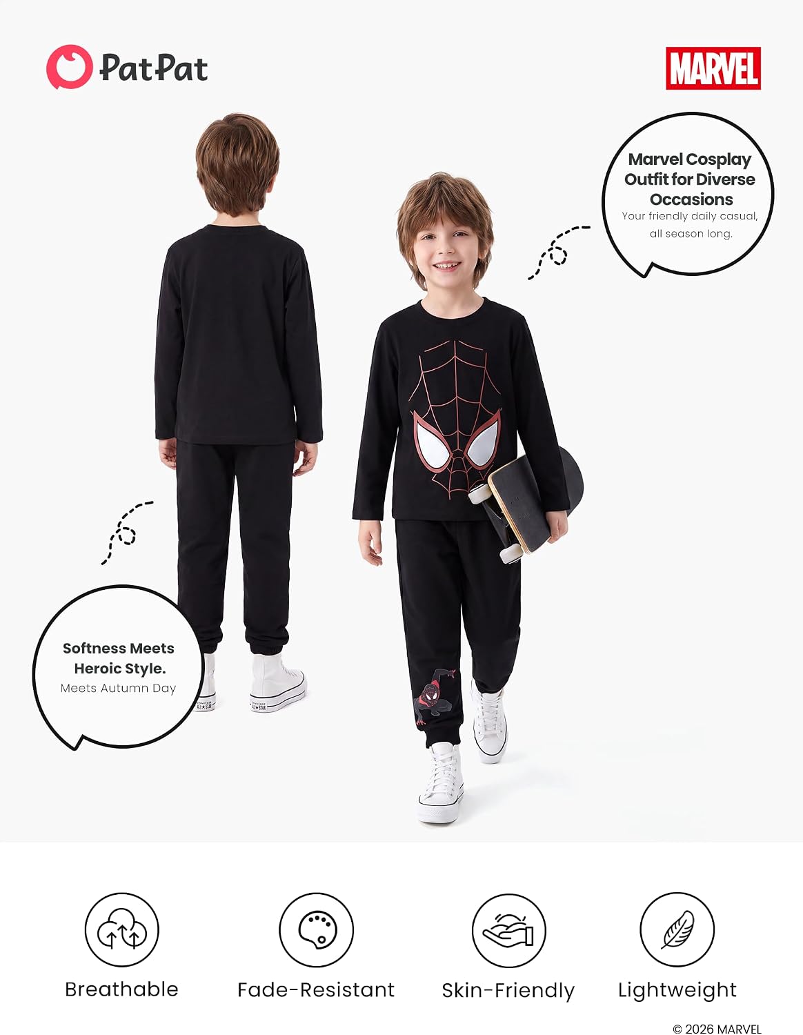 Thumbnail 6 de Disney Teen Boy Long Crewneck Sweatshirt Pants Spider-Man Miles Morales Set