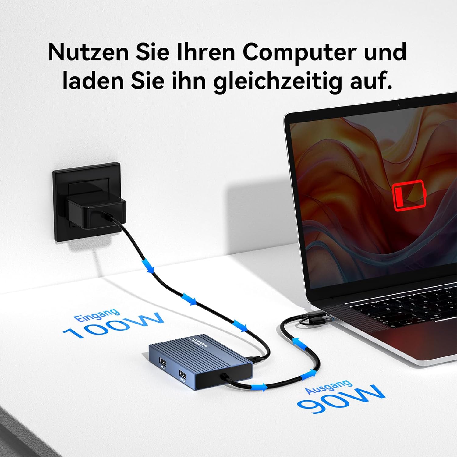Thumbnail 5 de ACASIS DS0602 DisplayLink Docking Station – USB-C/USB-A auf Dual HDMI 4K@60Hz, 100W PD, 3x USB-A, für Mac mini M1/M2/M3/Neo (Blau)