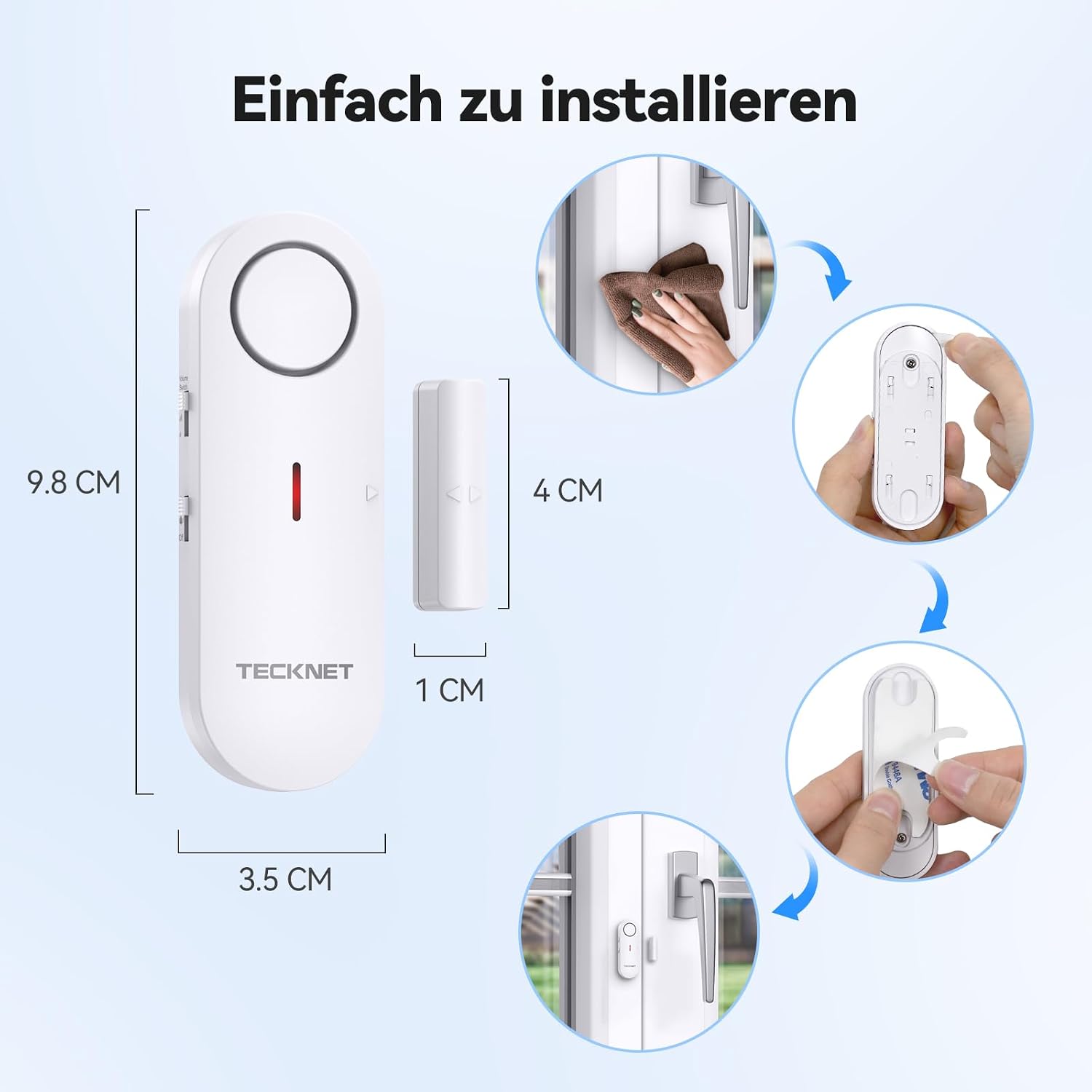 Detalle 2 de TECKNET Türalarm für Einbruchschutz mit 3 Sensoren