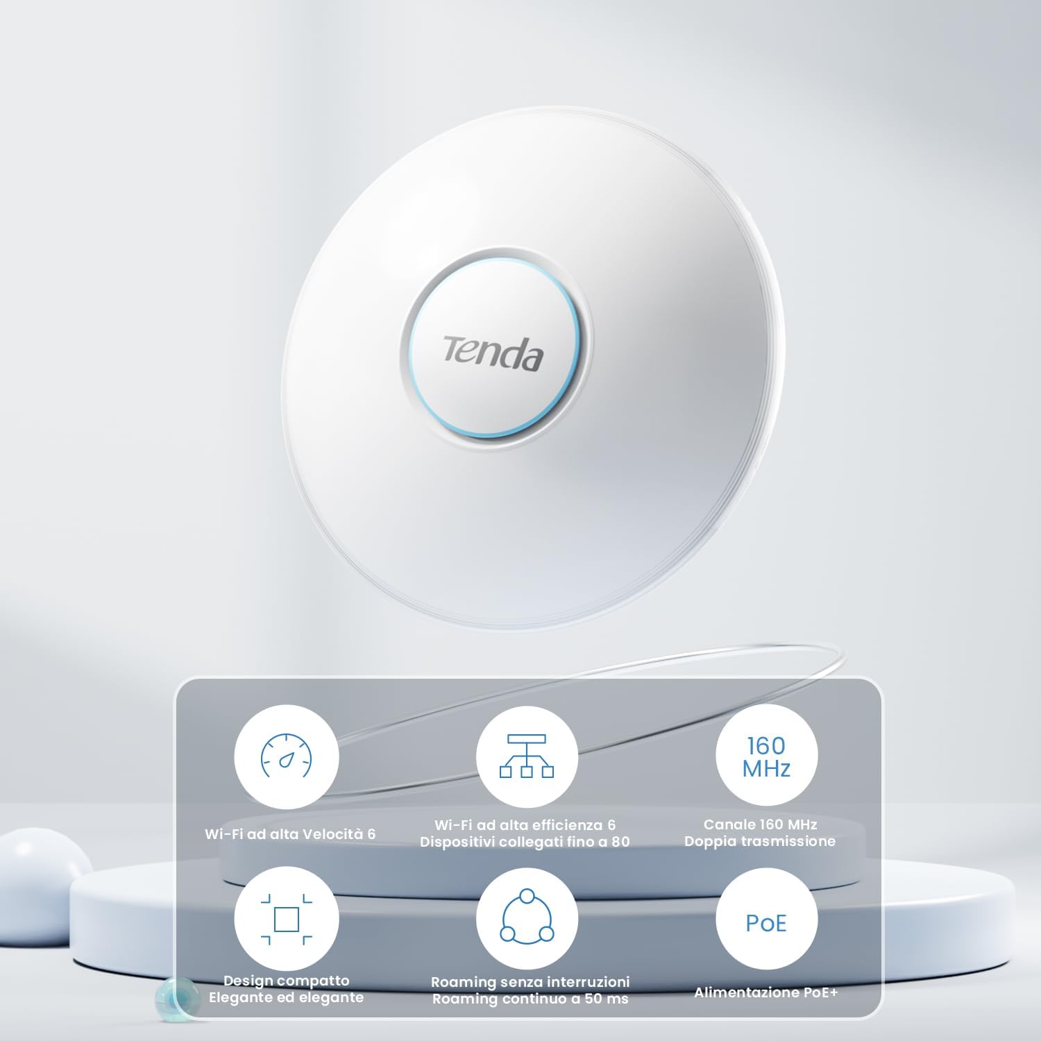 Thumbnail 1 de Tenda I27 Access Point WiFi 6 AX3000: copertura fino a 400㎡, gestione via APP o interfaccia web