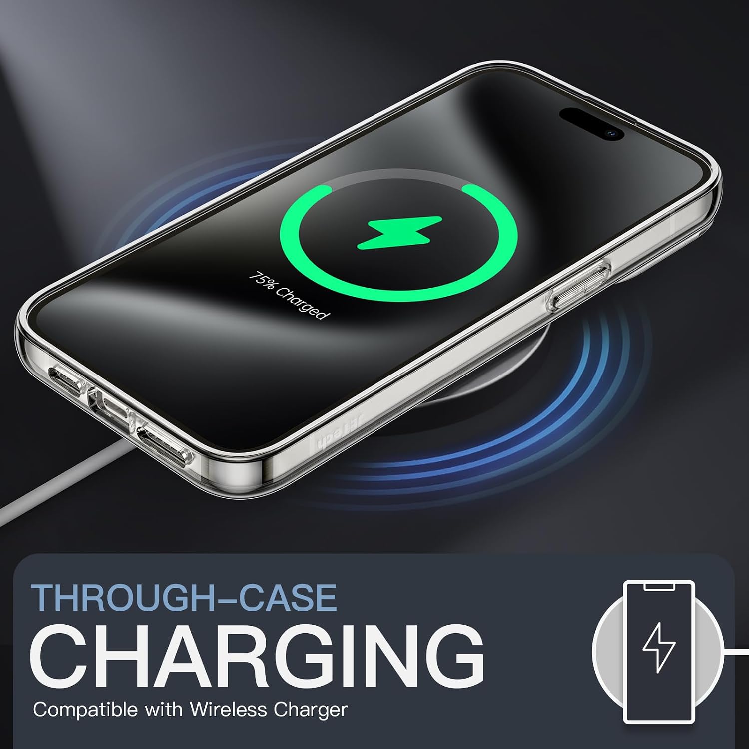 Detalle de JETech Hülle für iPhone 15 Pro 6,1 Zoll – Transparentes, stoßfestes Schutzcover ohne Magnetfunktion