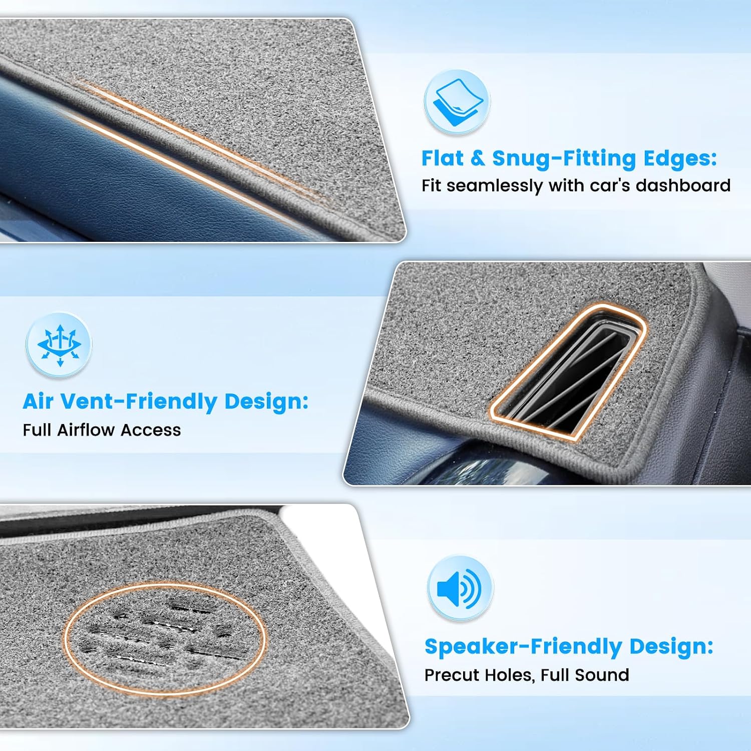 Thumbnail 2 de KUST Gray Dash Cover Mat for Toyota Camry 2007–2011 Dashboard (Non-Slip, UV Protection, Custom Fit)