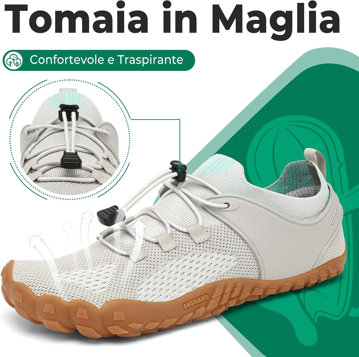 Detalle de SAGUARO Barefoot Shoes minimaliste uomo/donna con punta larga e suola antiscivolo