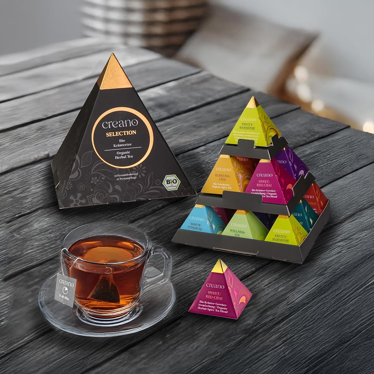 Detalle 2 de Creano Premium Bio Kräutertee Geschenkset PYRAMIDE