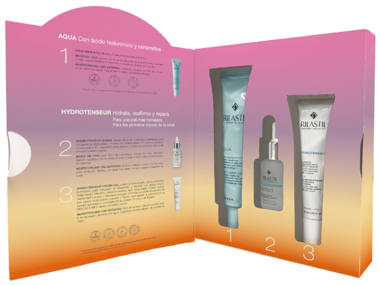 Thumbnail 1 de Rilastil Aqua Mascarilla 75 ml + Gel-Crema Hydrotenseur 40 ml + Regalo Sérum Hydrotenseur 15 ml – cuidado nocturno con hidratación intensiva
