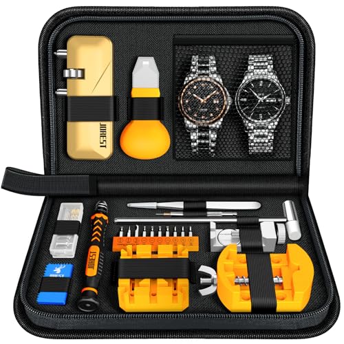 Detalle de Kit Riparazione Orologiaio JOREST 2024: Set multifunzione per sostituzione batteria, fondelli e cinturini