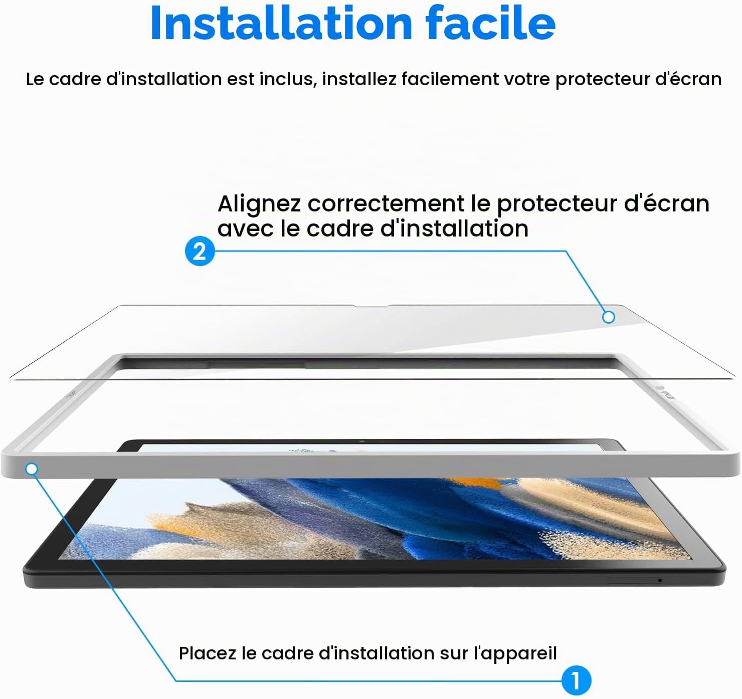 Detalle de JETech schermbeschermer van gehard glas voor Galaxy Tab A8 10,5 inch, 2 stuks, 9H