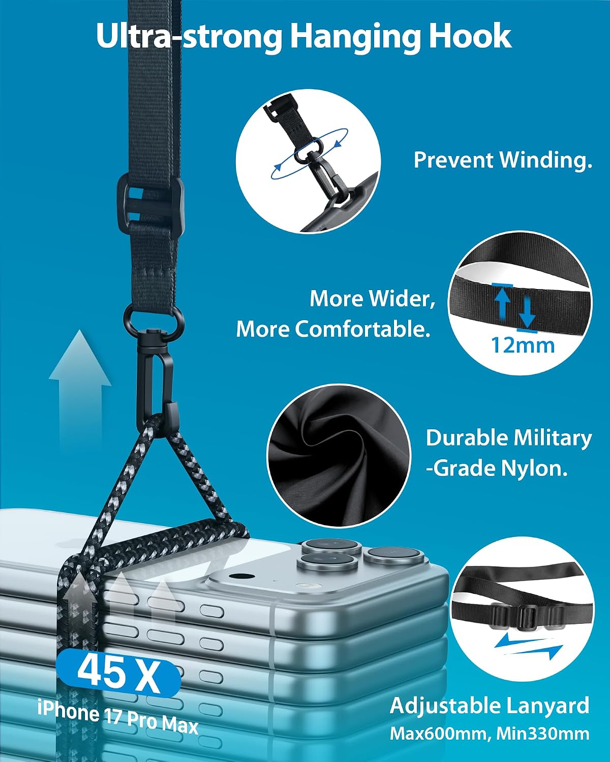 Detalle de YOSH Waterproof Phone Pouch | 2-Pack with 12mm Wider Adjustable Lanyard, IPX8 Underwater Case for Phones Up to 7.0 inches