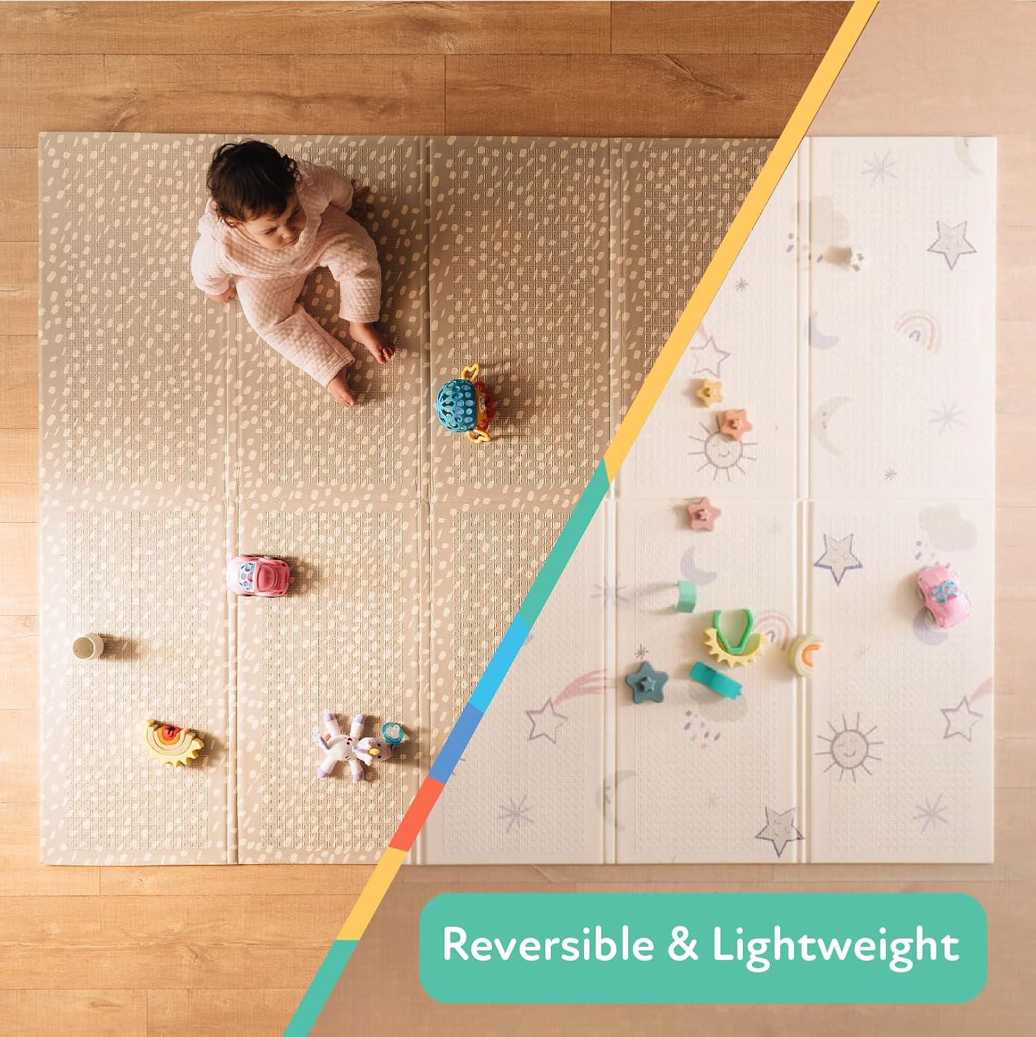 Thumbnail 1 de Nuby Foldable Reversible Play Mat - Easy Clean | Rainbow (147 x 195 cm)