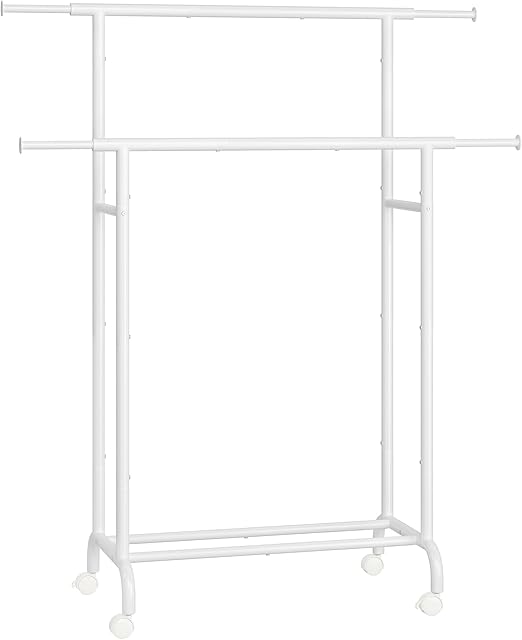 Detalle de SONGMICS Burro para Ropa con Ruedas y Doble Barra
