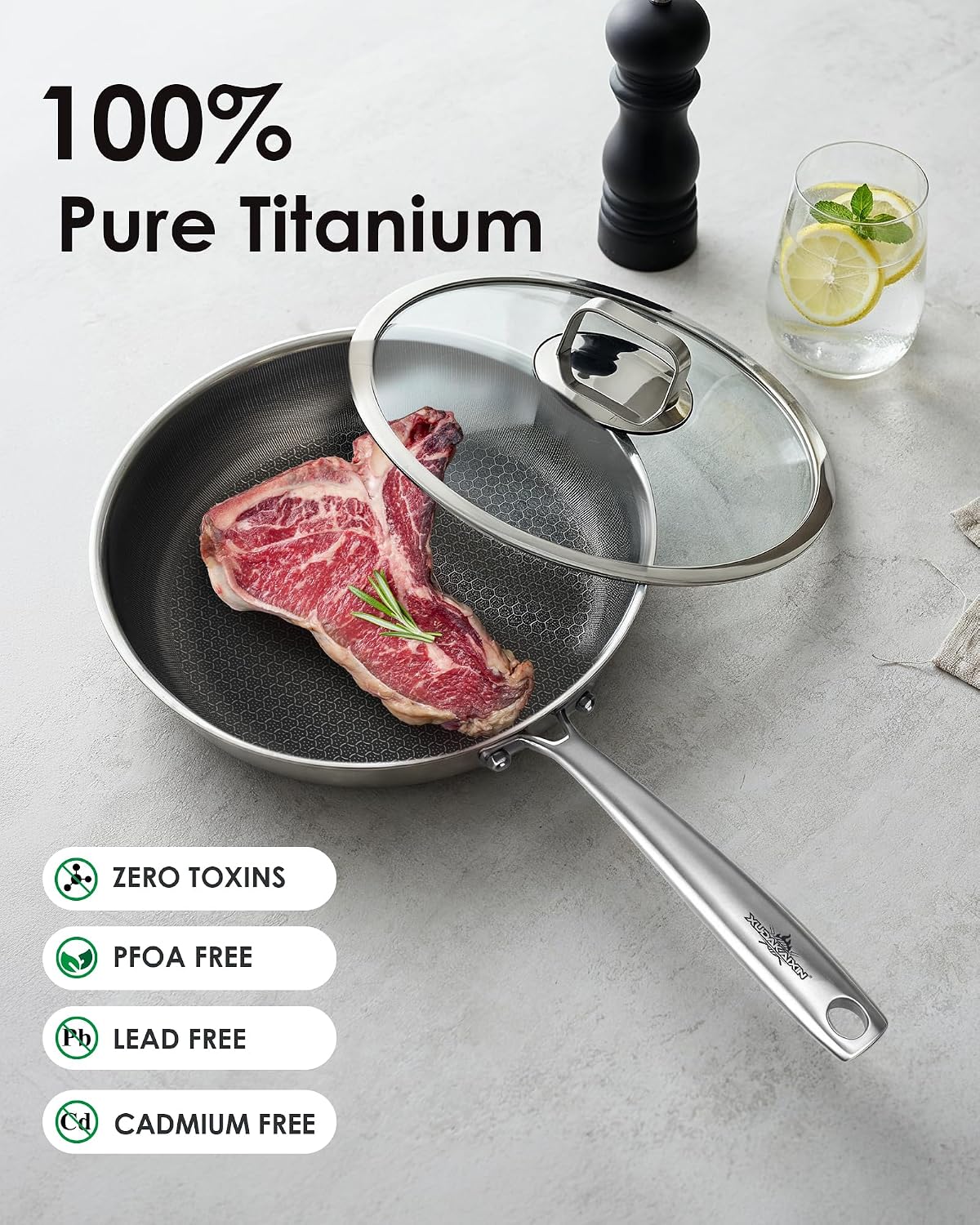 Thumbnail 3 de 12-Inch Titanium Pan with Lid – Non-Stick, Induction Compatible, Dishwasher Safe